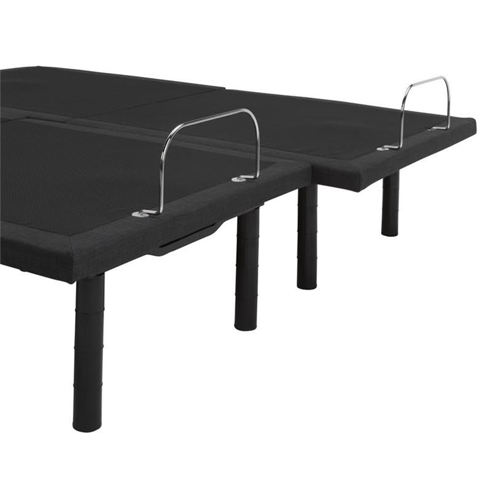 Pemberly Row Modern Metal Adjustable Twin Long Bed Frame - Black | Sturdy & Durable Bed Base for Small Spaces, Guest Rooms & Kids Bedrooms