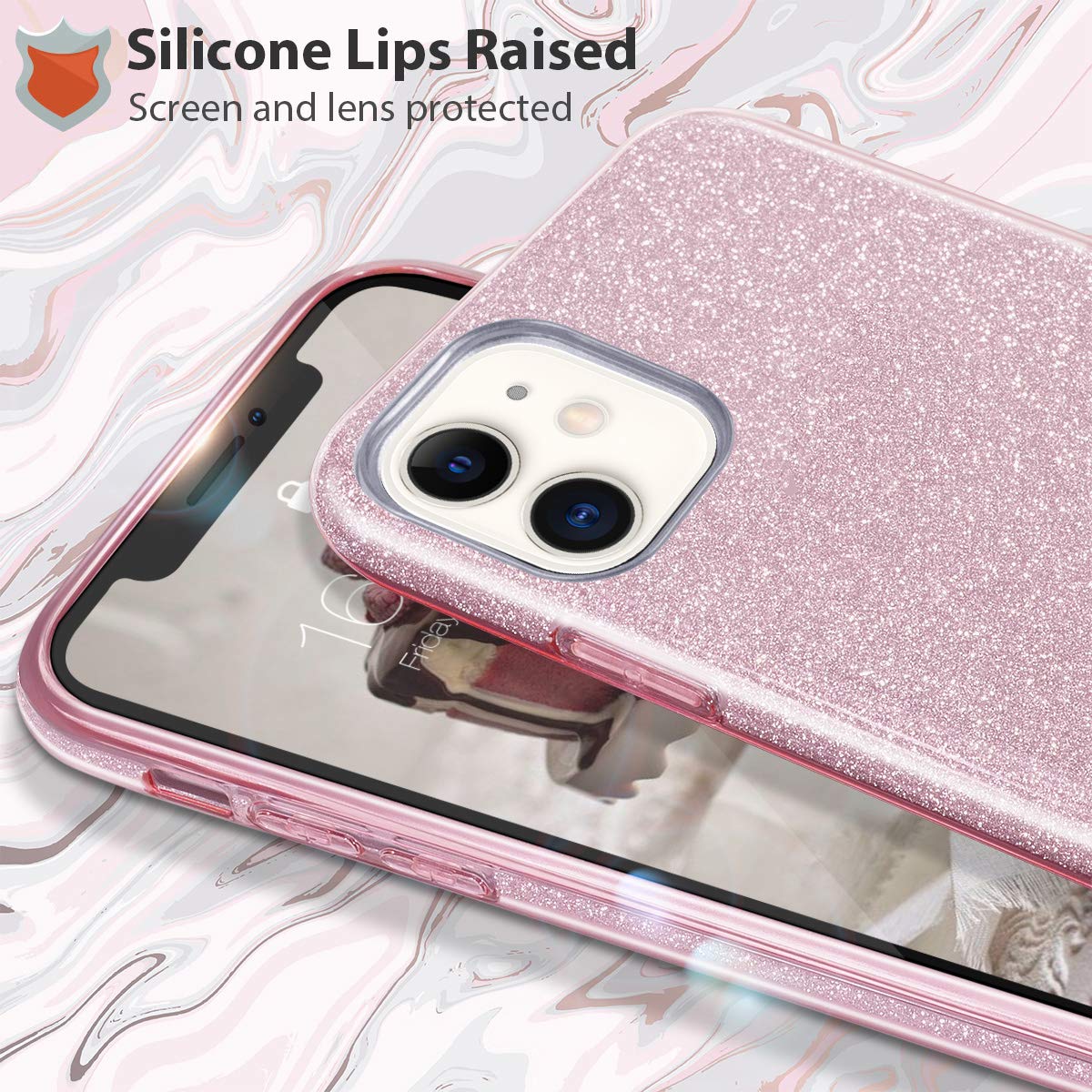 MATEPROX Bling Sparkle Cute Protective Case for iPhone 11 (6.1 Inch) - Pink Glitter Phone Cover for Women & Girls | Durable Shockproof Design for Everyday Use, Parties & Special Occasions