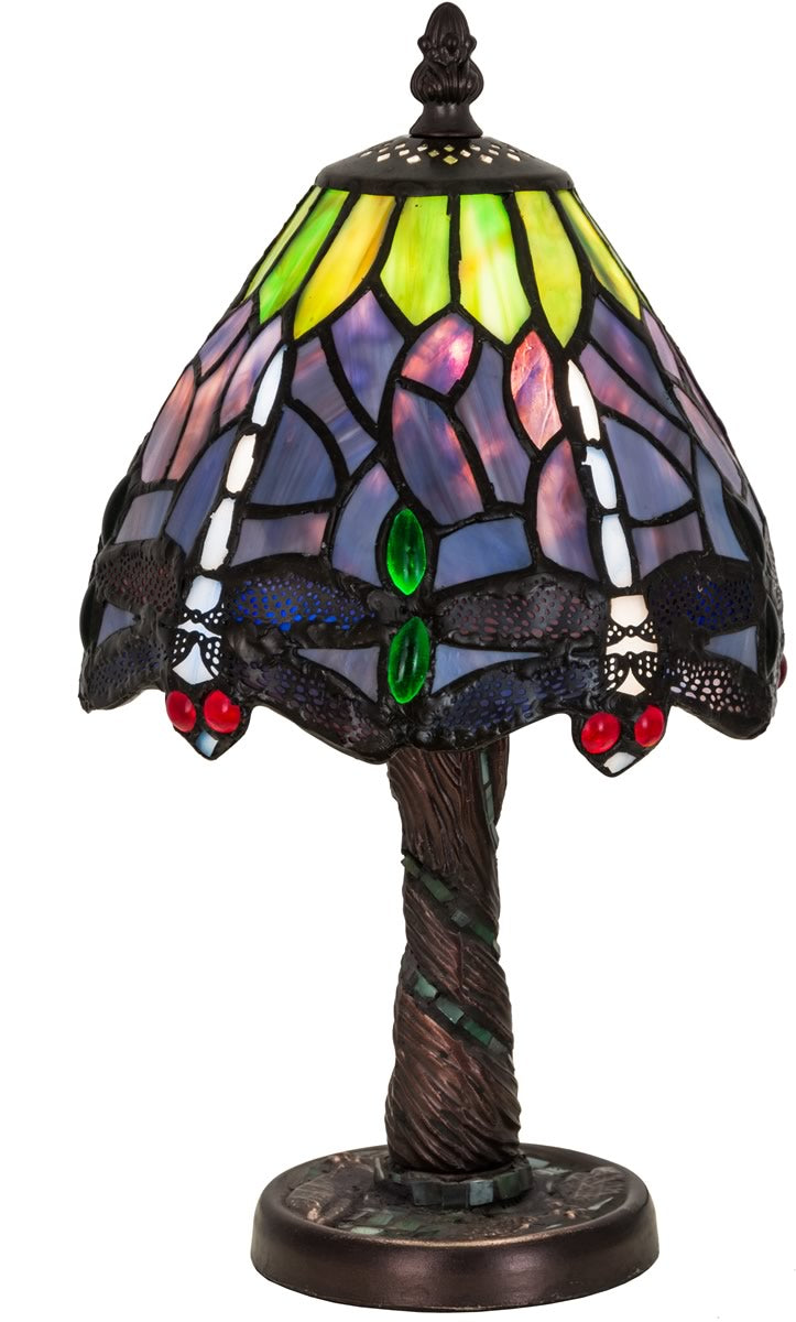 13H Tiffany Stained Glass Dragonfly Hanging Lamp with Mosaic Base - Elegant Home Decor for Living Room, Bedroom, or Office Lighting