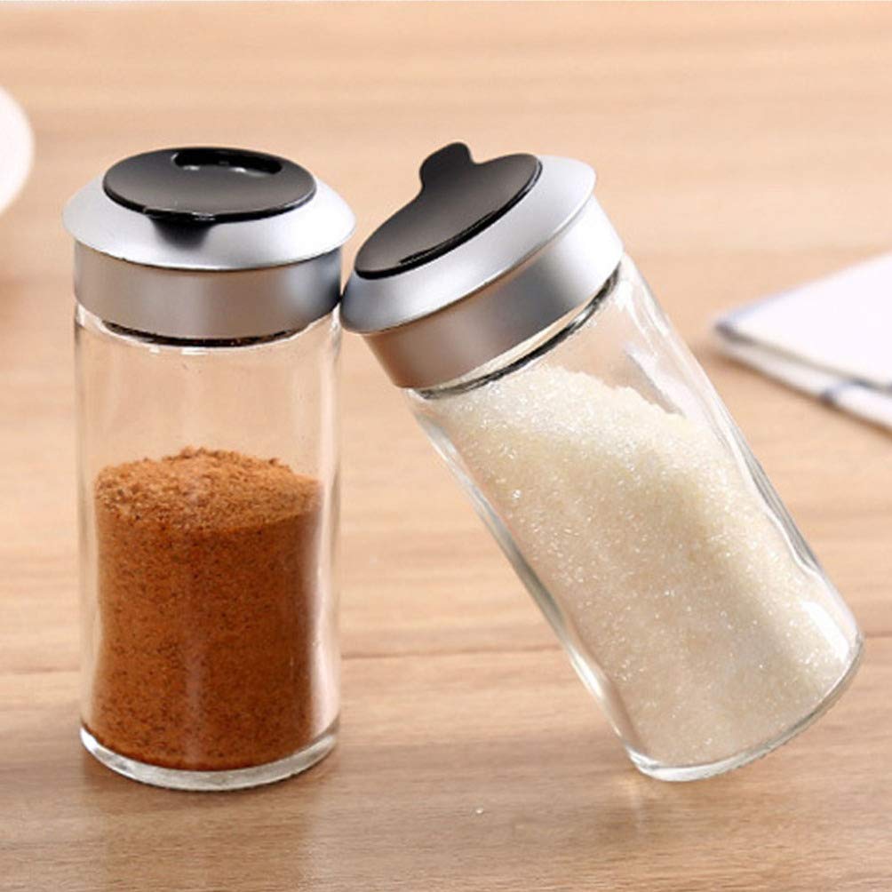 Luxshiny 2-Piece BBQ Grill Salt and Pepper Shaker Set - Rotating Seasoning Cruet Jars for Outdoor Cooking, Camping, and Kitchen Use