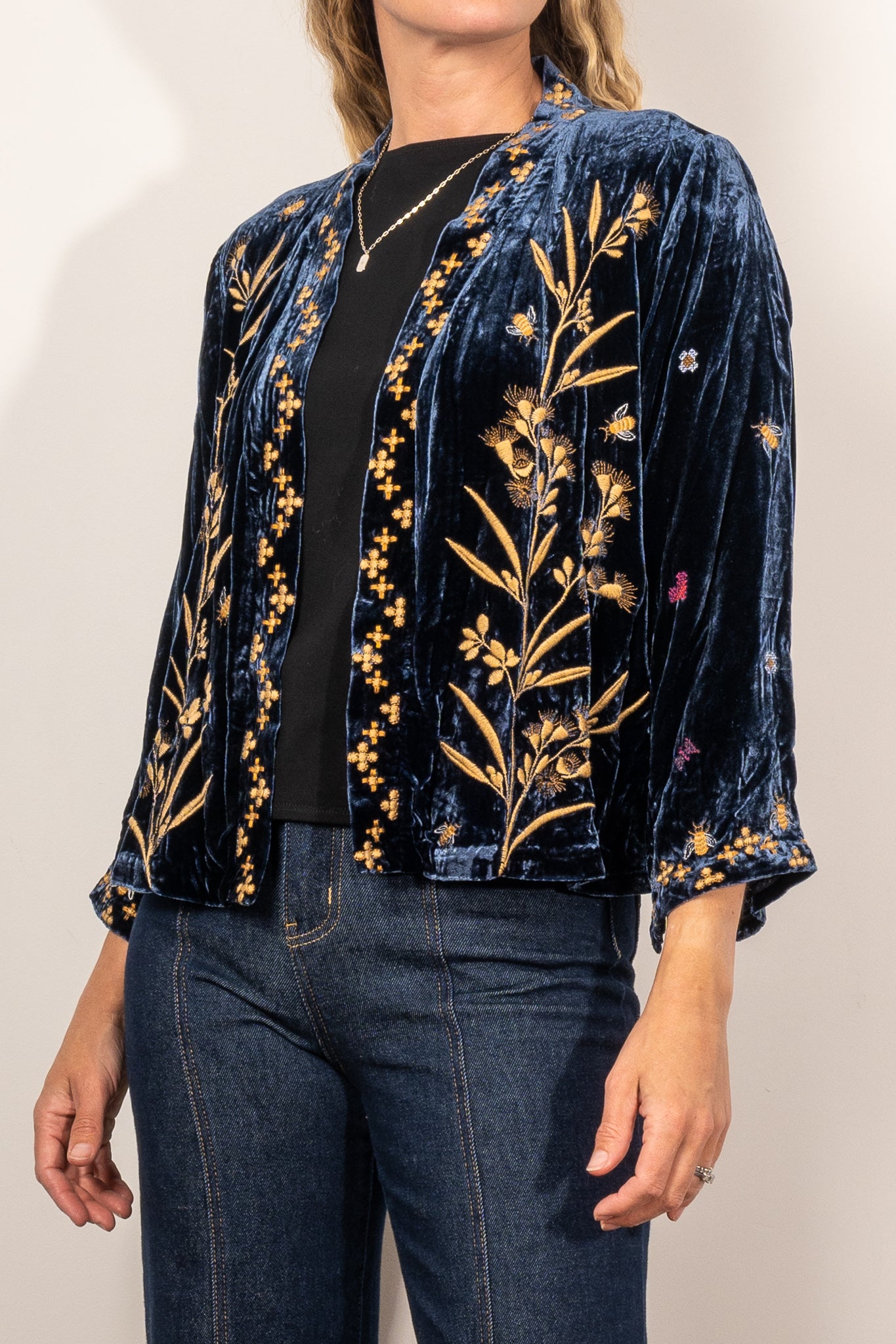 Johnny Was Aria Tonal Velvet Bolero Jacket - Women's Elegant Velvet Shrug for Evening Wear & Special Occasions