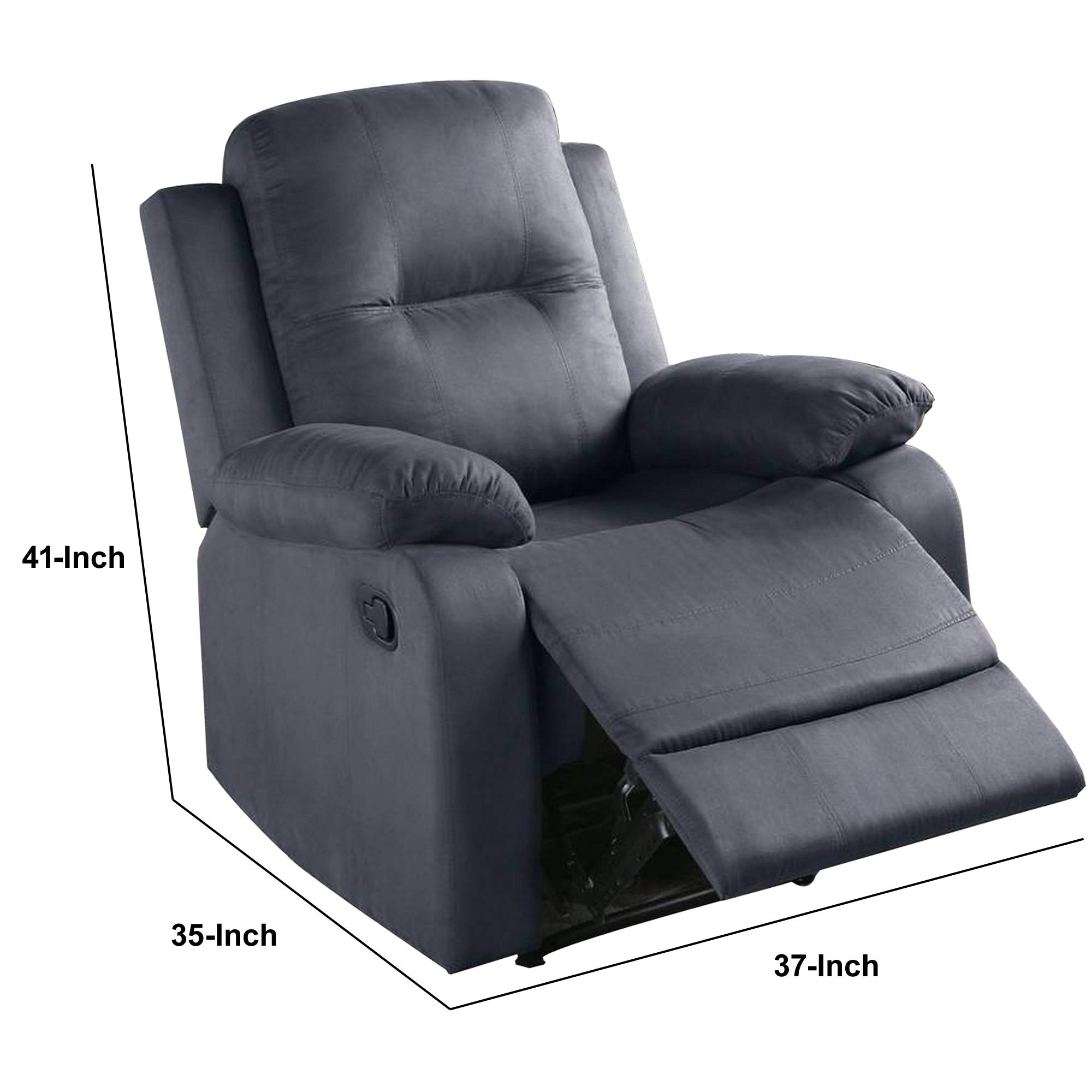 Benjara Gray Fabric Upholstered Recliner Chair with Tufted Back - Comfortable Living Room Seating for Relaxation & Home Theater
