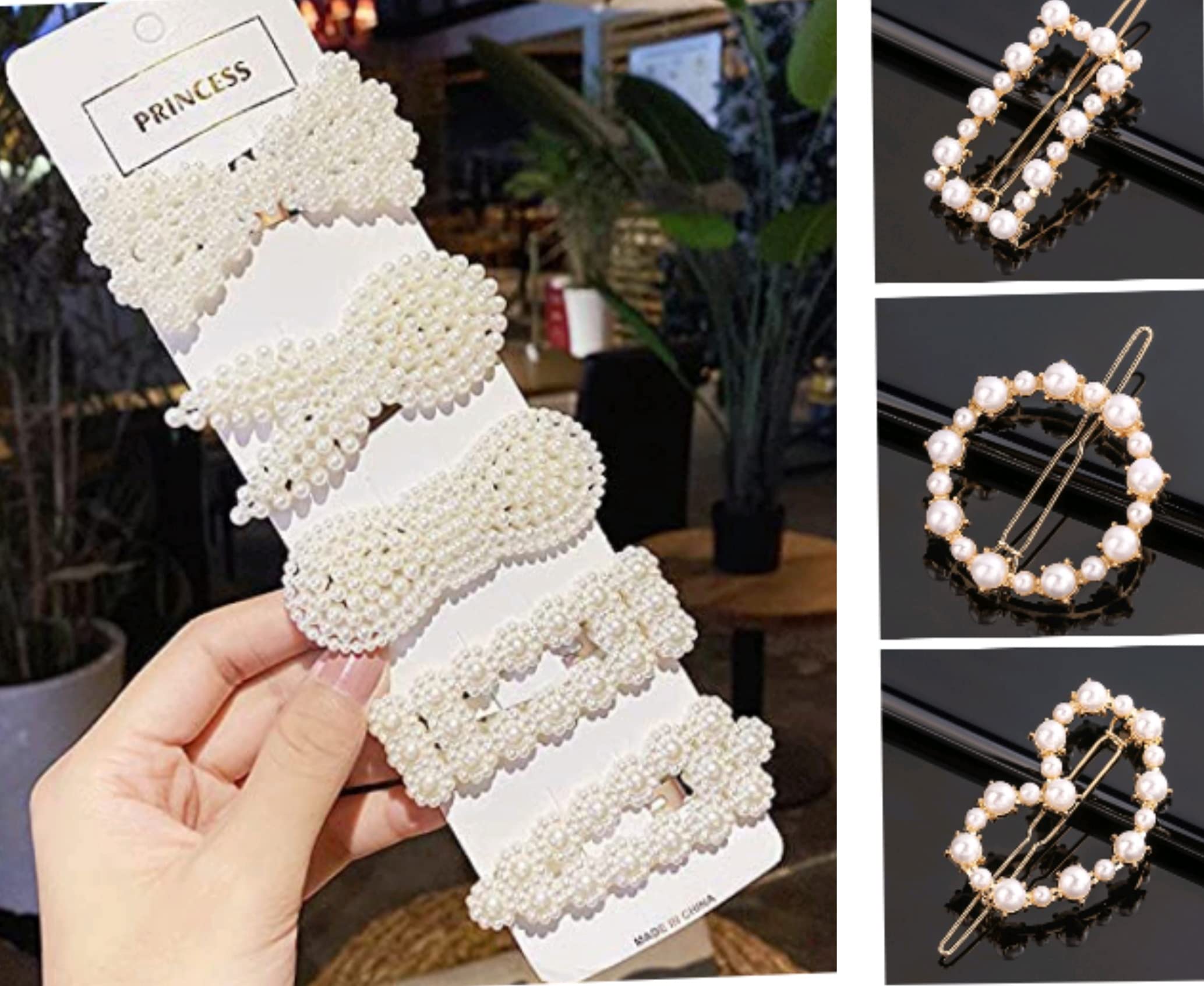 Korean Style Pearl Hair Clips - Large Fashion Hairpins & Barrettes for Women & Girls (Set of 8) - Perfect for Weddings, Parties, and Everyday Elegant Hairstyles