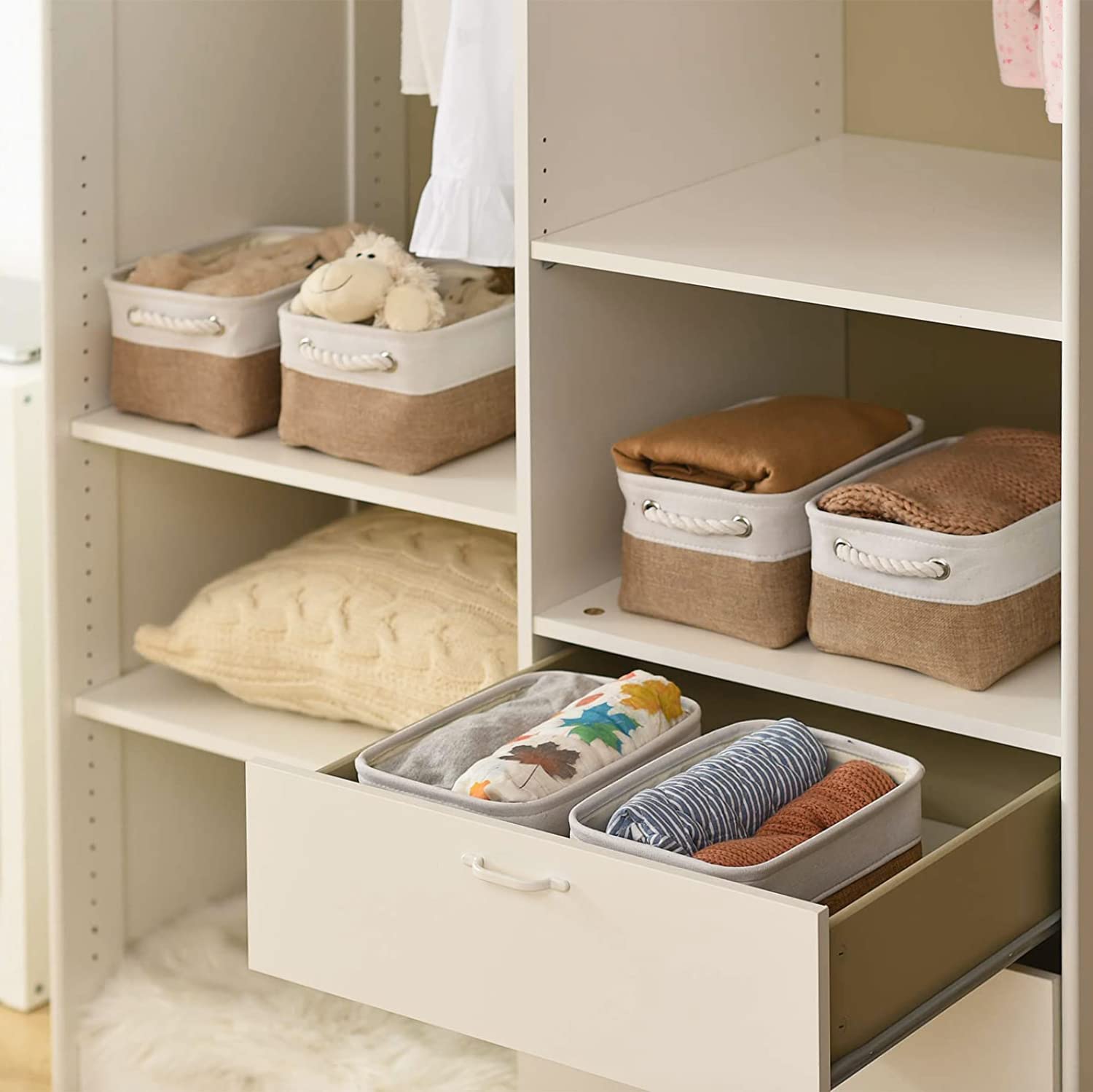 6-Pack Collapsible Storage Baskets - Foldable Organizer Bins for Shelves, Clothes, Books & Toys | Perfect for Home, Office & Kids Room Organization