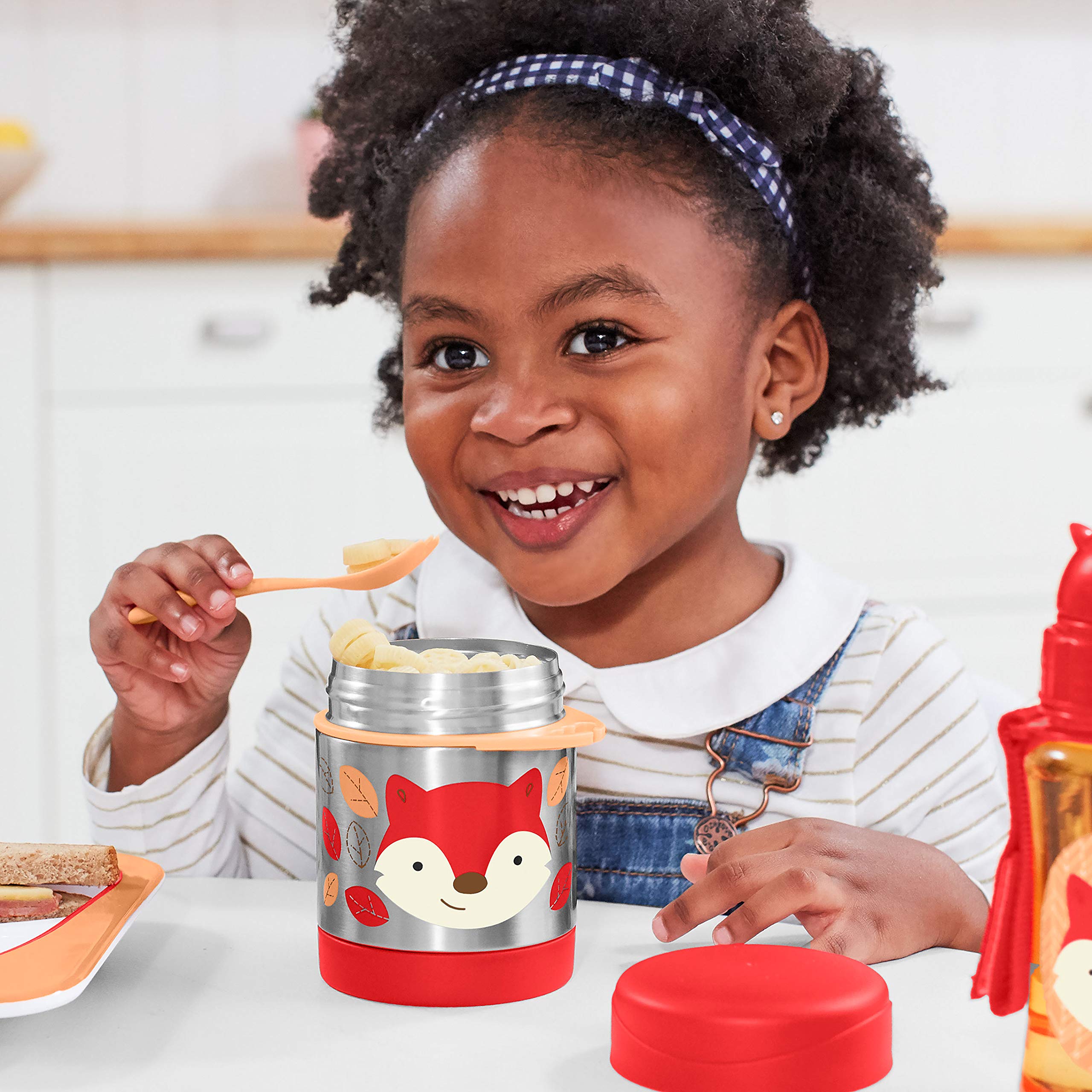 Skip Hop Baby Zoo Insulated Food Jar & Spork Set for Toddlers - BPA-Free, Leak-Proof, Microwave Safe - Bat & Fox Design (252392) - Perfect for Daycare, Picnics & On-the-Go Meals