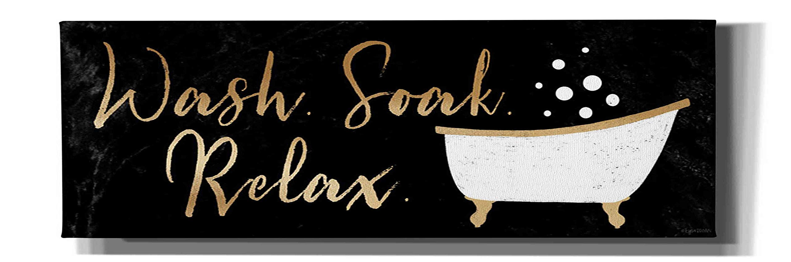 Epic Graffiti 'Wash, Soak, Relax' by Kyra Brown - Modern Canvas Wall Art Print 36x12 Inches - Perfect for Living Room, Bedroom & Office Decor