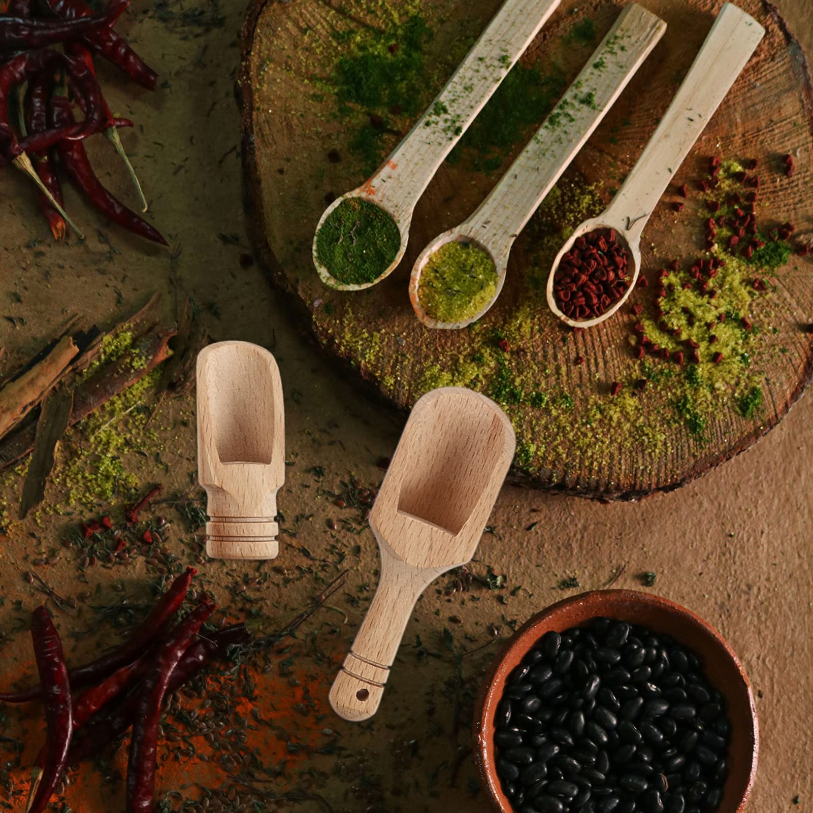 Happyyami 9-Piece Wooden Teaspoon Set - Mini Salt Spoons & Scoops for Cooking, Baking, and Tea - Natural Kitchen Utensils for Spices, Sugar, and Coffee - Perfect for Home, Restaurant, and Gift Use