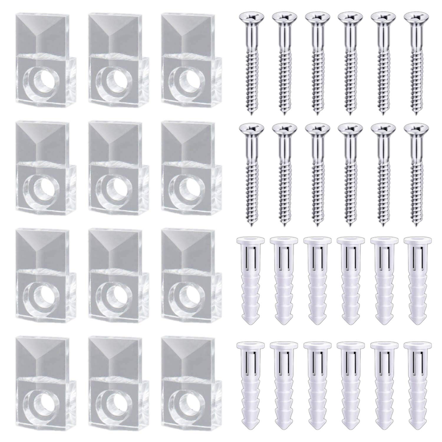 22 Sets Clear Plastic Mirror Holder Clips Kit - Glass Retainer Clips for Wall Mirrors, Frameless Glass & DIY Projects (Home Decor, Bathroom, Vanity Mirror Installation)