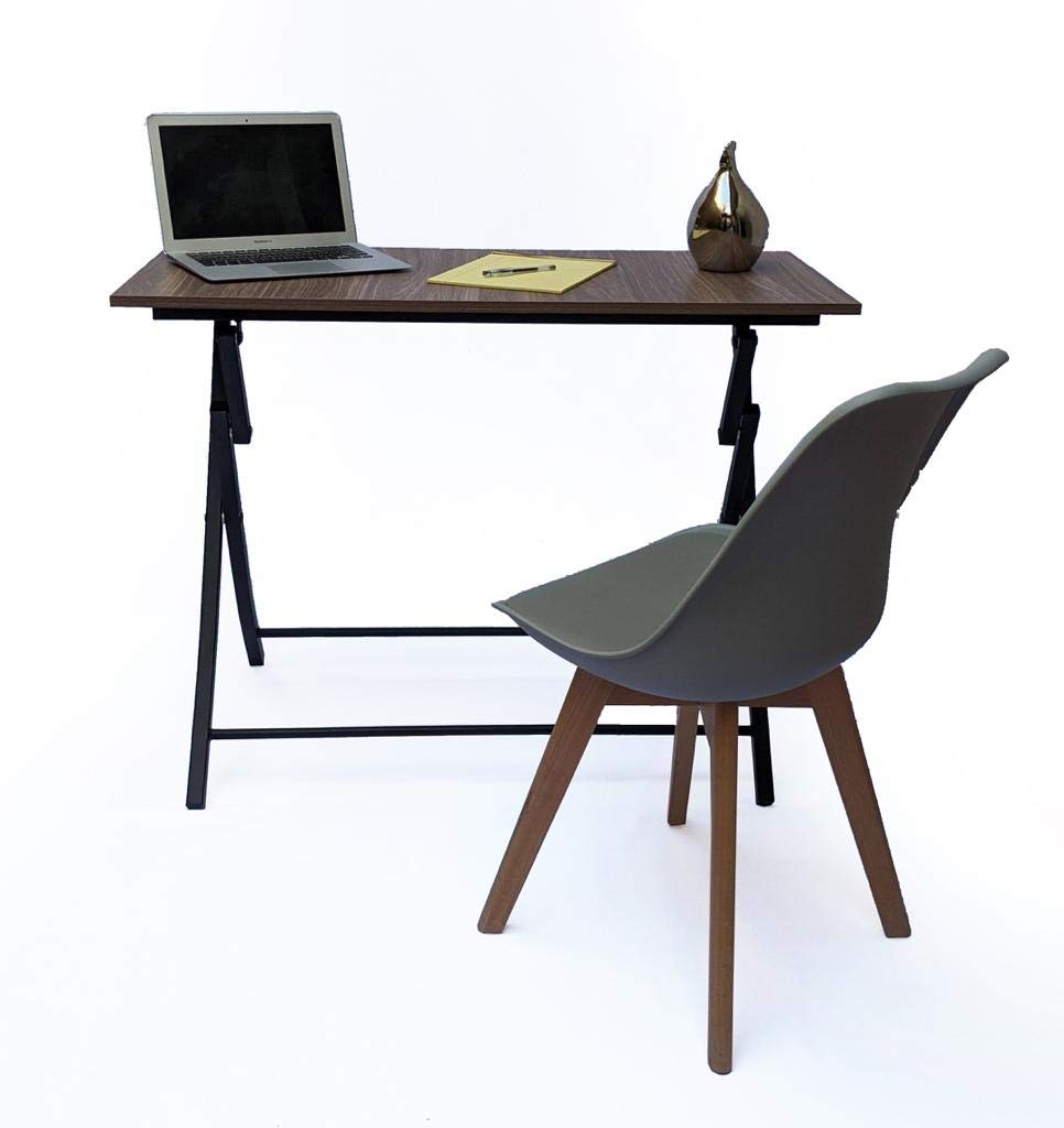 Foldable Desk - Dark Walnut Finish, Space-Saving Home Office Furniture for Small Spaces | Perfect for Apartments, Dorms & Workspaces