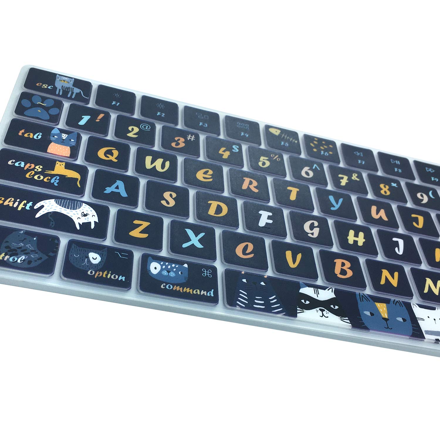 Silicone Keyboard Cover for Apple iMac Magic Keyboard - Cat Print Skin for MQ052LL/A (A1843) - Home & Office Use