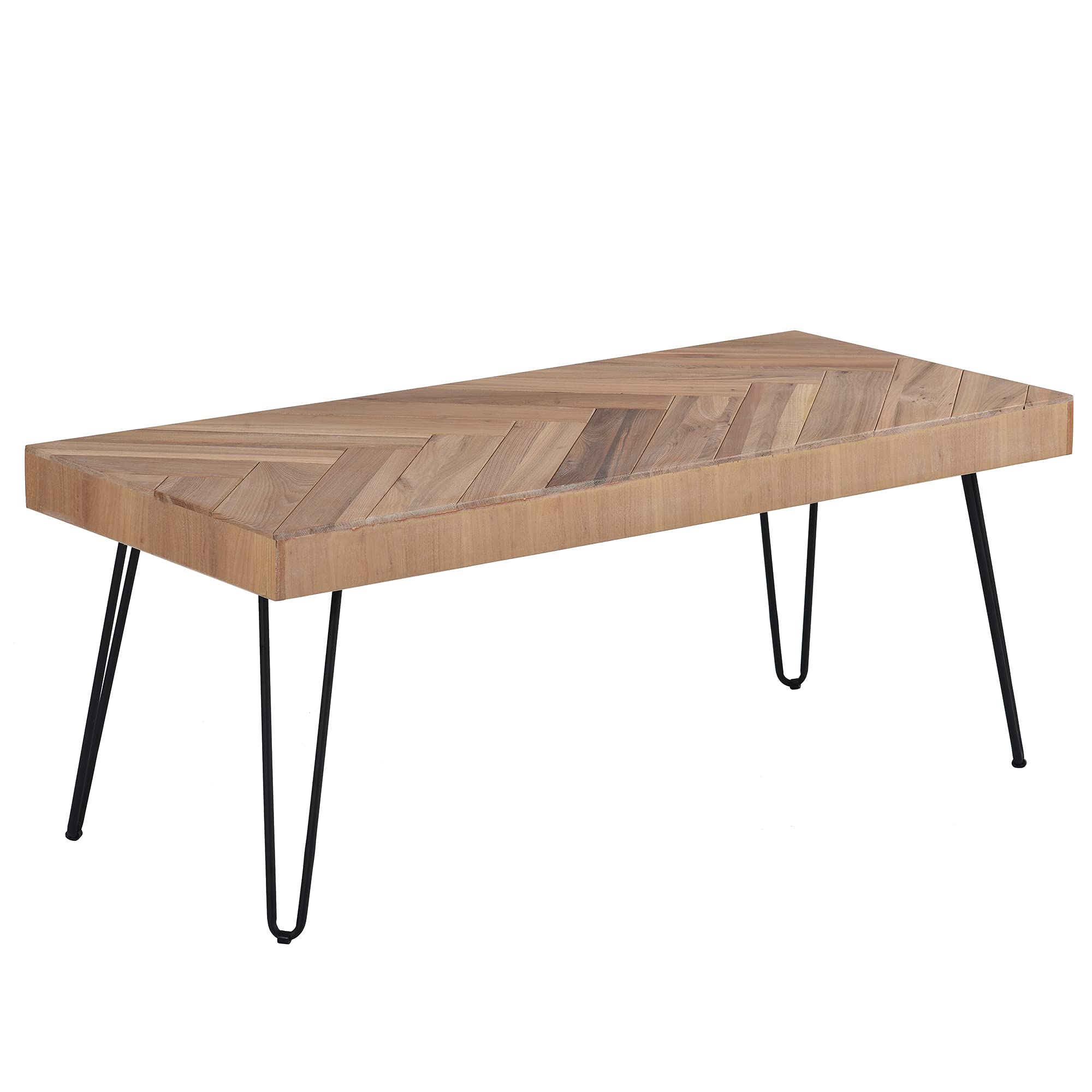 Modern Coffee Table with Metal Hairpin Legs - Wooden Accent Table for Living Room, Easy Assembly, Glossy Finish - Perfect for Home Decor, Lounge & Small Space Furniture