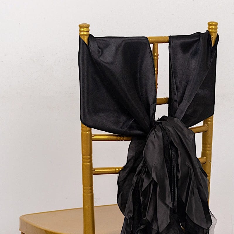 5 Pack Curly Willow Chiffon Satin Chair Sashes - Elegant Wedding Decor, Bridal Shower & Party Chair Ribbons for Banquet, Reception, and Special Events