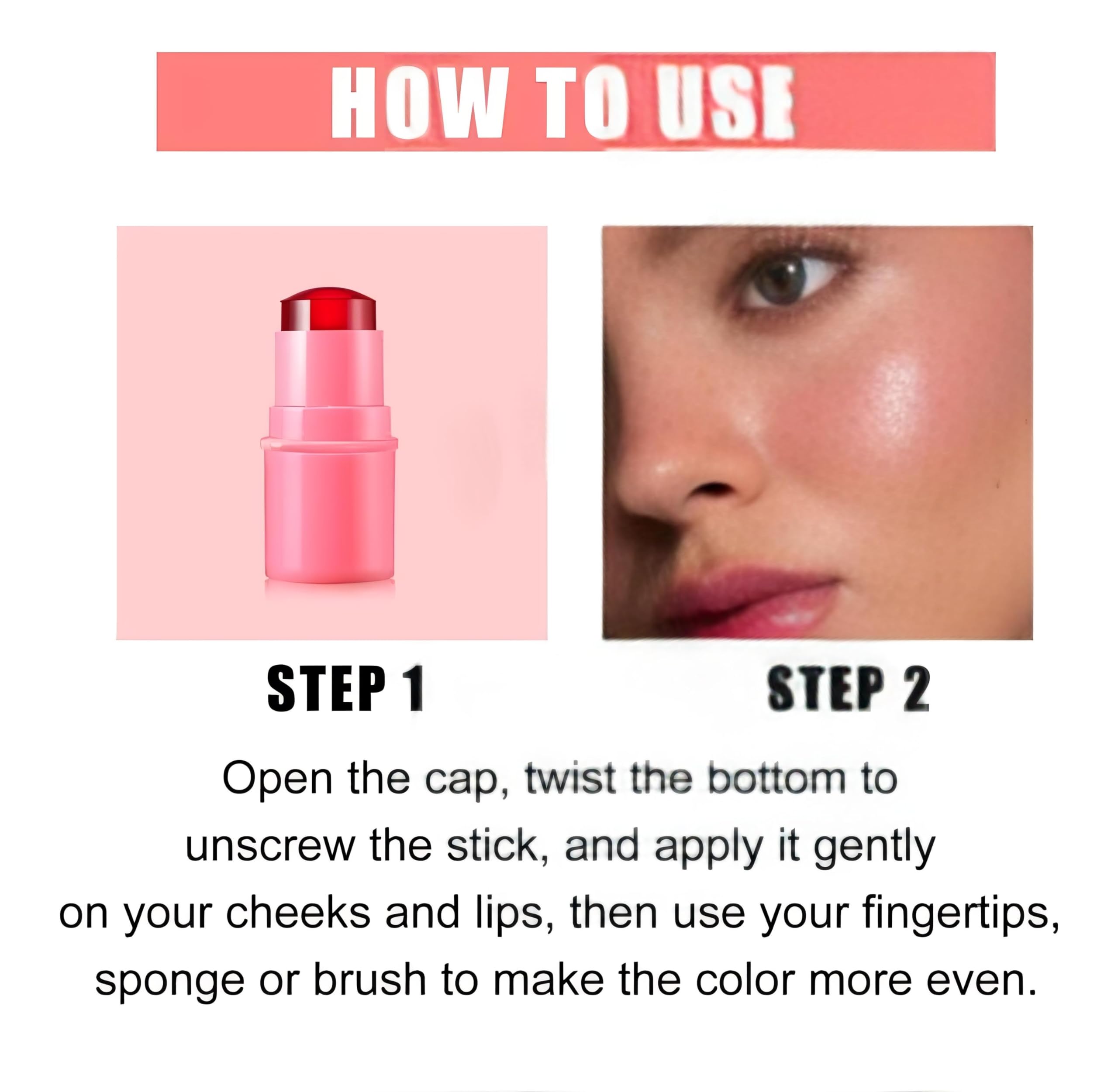 Bajaj Beauty Shop Cooling Water Jelly Blush Stick - Long Lasting Multi-Use Cheek & Lip Stain, Waterproof Milk Jelly Blush & Lip Gloss for Women & Girls (Splash) | Perfect for Everyday Makeup, Date Night & Special Occasions