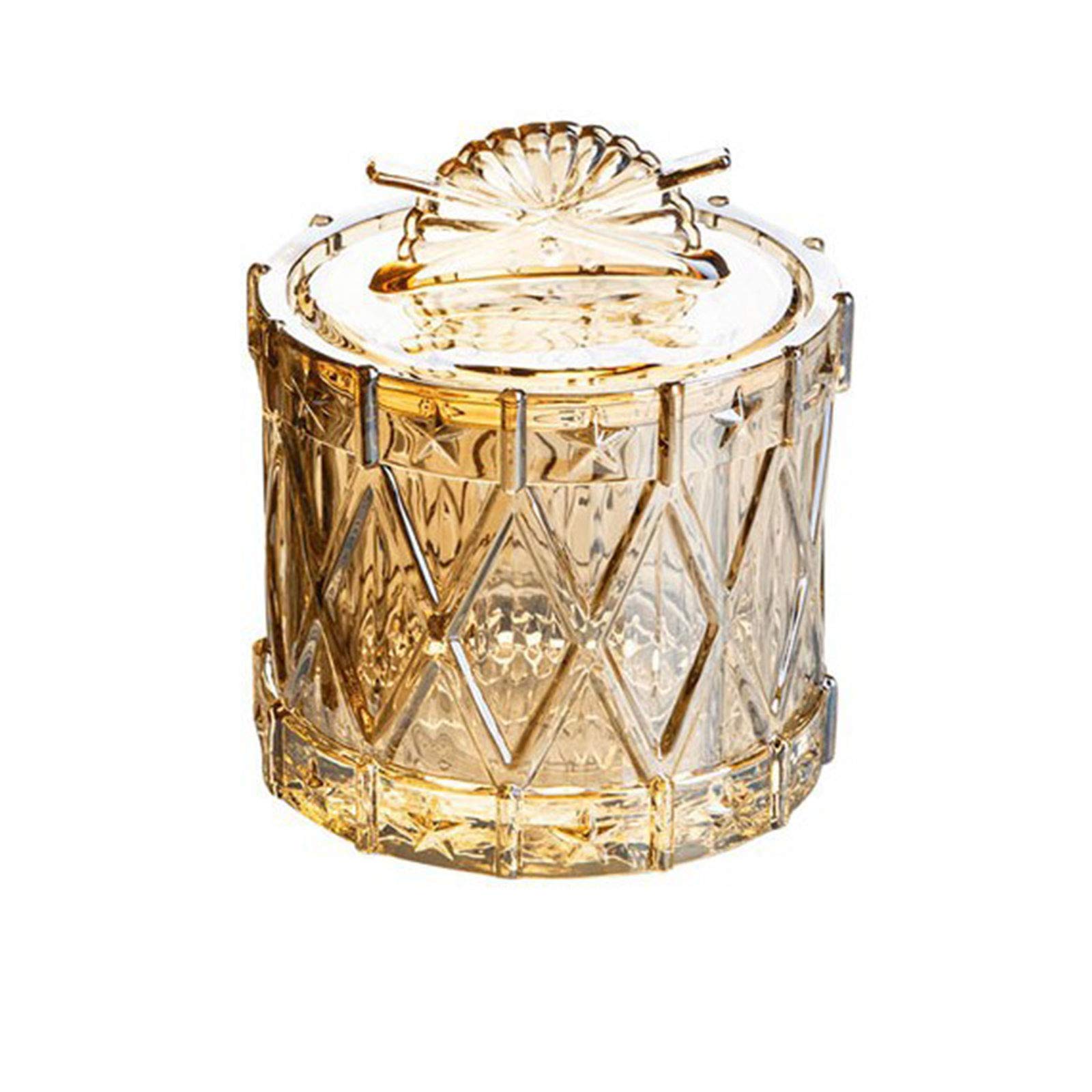 TWW Clear Glass Candy Dish with Lid - Large Covered Candy Bowl for Home, Kitchen, Office Desk - Crystal Candy Jar for Parties, Weddings & Gifts (Yellow)