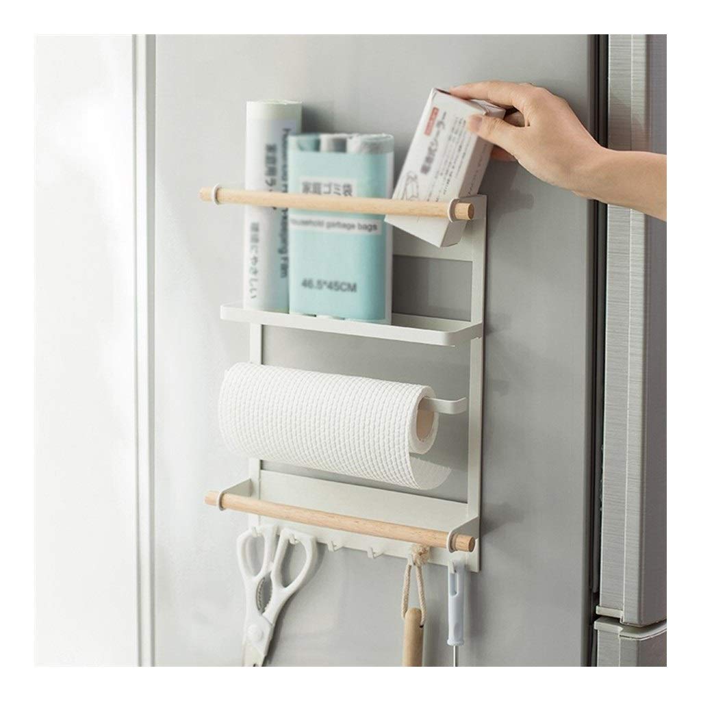 Multifunctional Kitchen Storage Rack for Plastic Wrap, Paper Towels & Spices - Space-Saving Fridge Side Wall Organizer for Household Use | Perfect for Pantry, Refrigerator & Countertop Organization