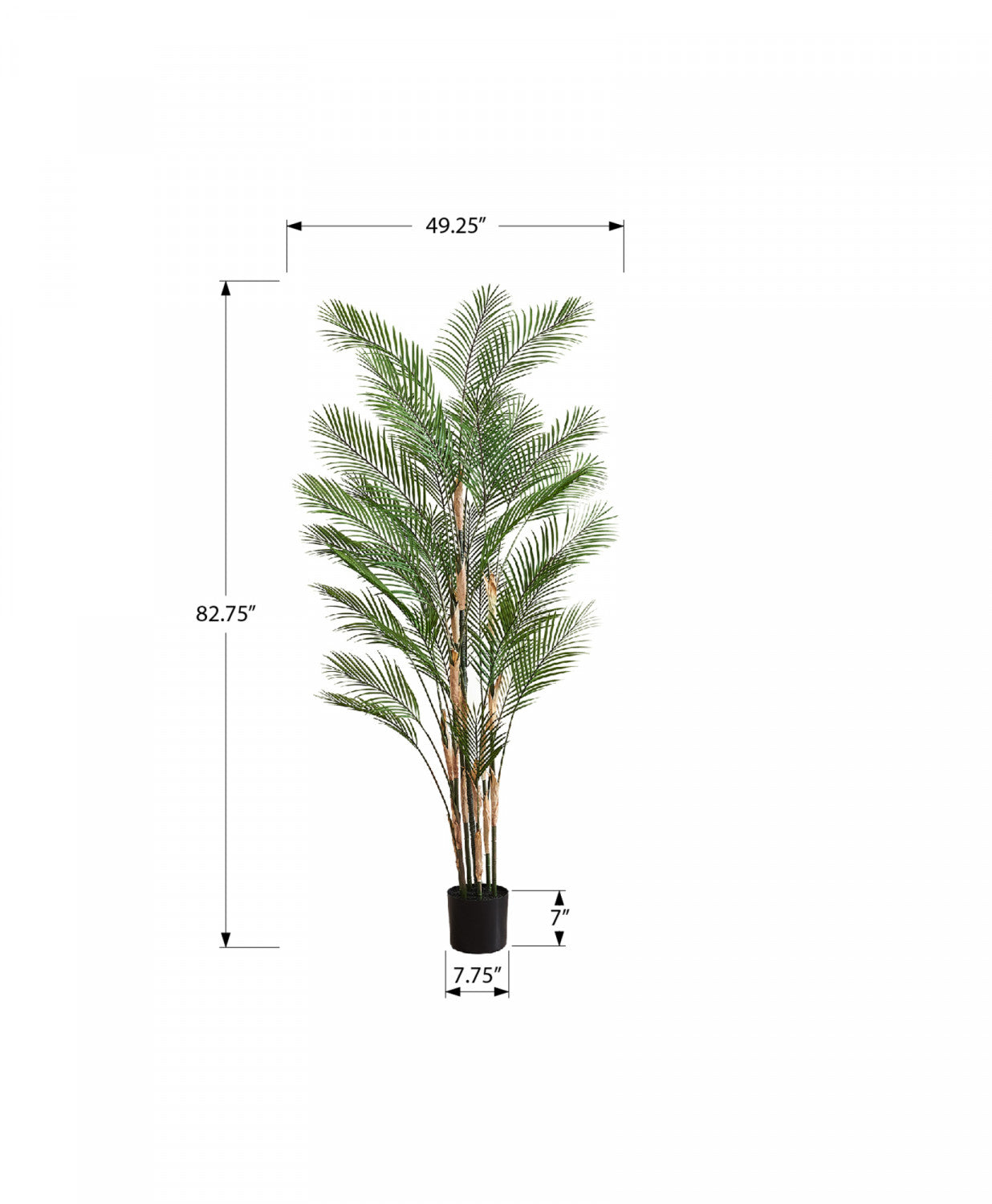 83 Inch Artificial Palm Tree with 8 Black Pots - Realistic Green Faux Plant for Home Decor, Office, Living Room & Patio