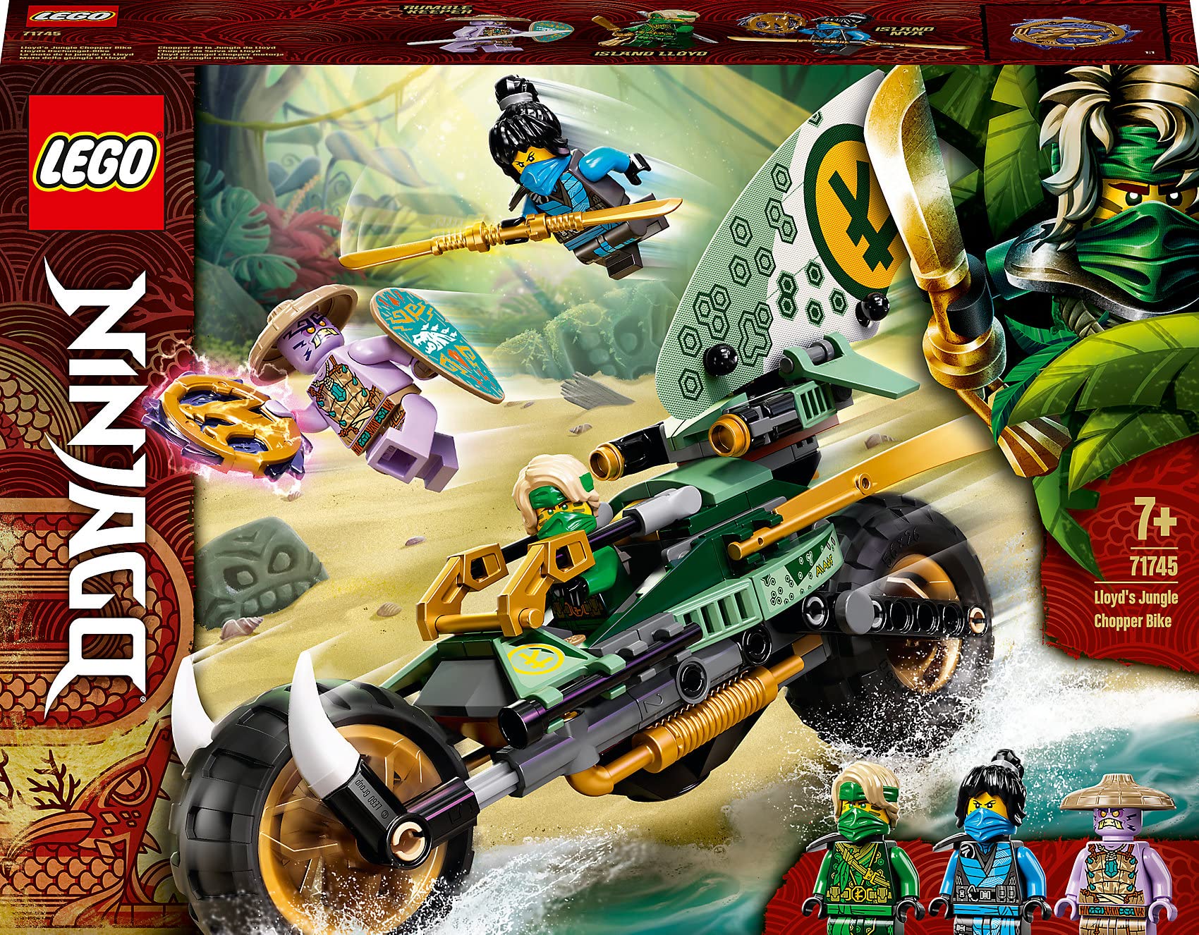 LEGO 71745 Ninjago Lloyd's Jungle Bike Building Toy, 2-in-1 Vehicle with Lloyd & Nya Minifigures - Creative Construction Set for Kids & Collectors | Birthday Gift, Playroom Decoration, Ninja-Themed Adventures