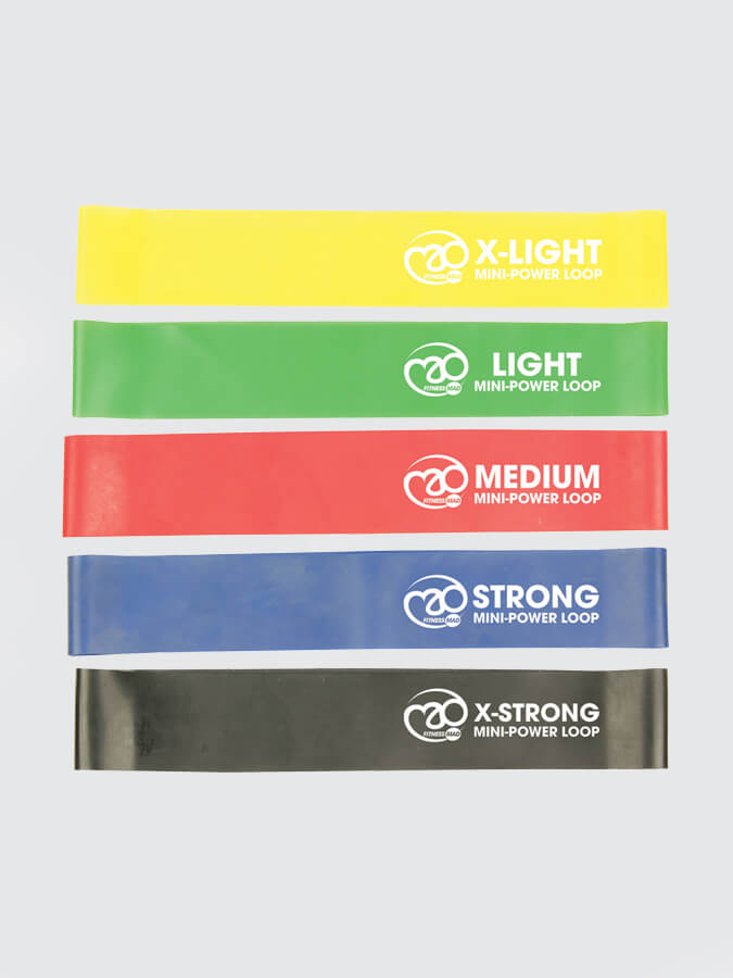 Premium Yoga Mad Mini Resistance Bands Set of 5 - Stretching & Strength Training Exercise Bands for Home Workouts, Physical Therapy, and Fitness Training