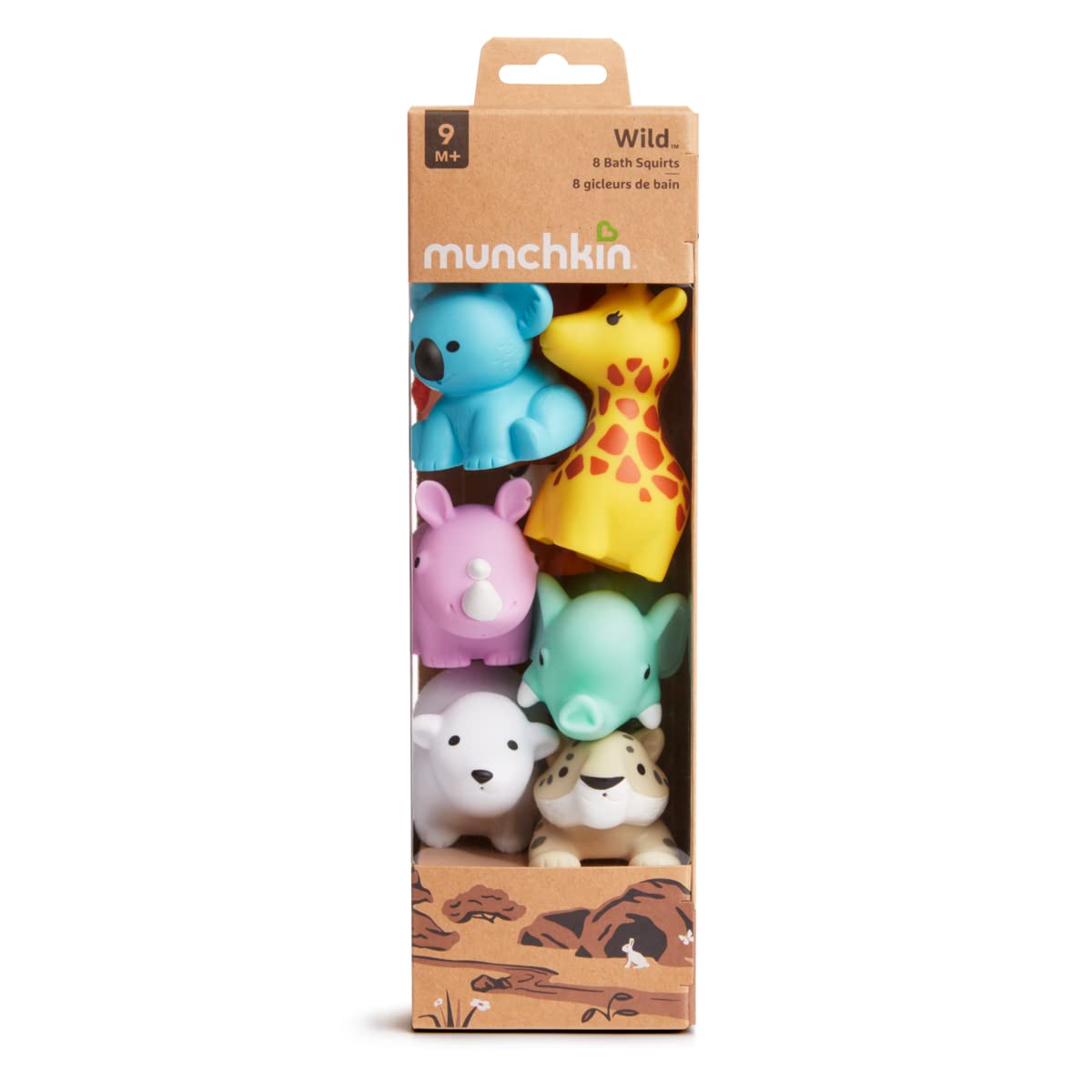Munchkin Floating WildLove Animal Themed Rubber Bath Squirt Toys for Babies & Toddlers - 8 Pack Wild Animals Bath Toys for Fun & Learning | Perfect for Bathtime, Pool Play & Sensory Development