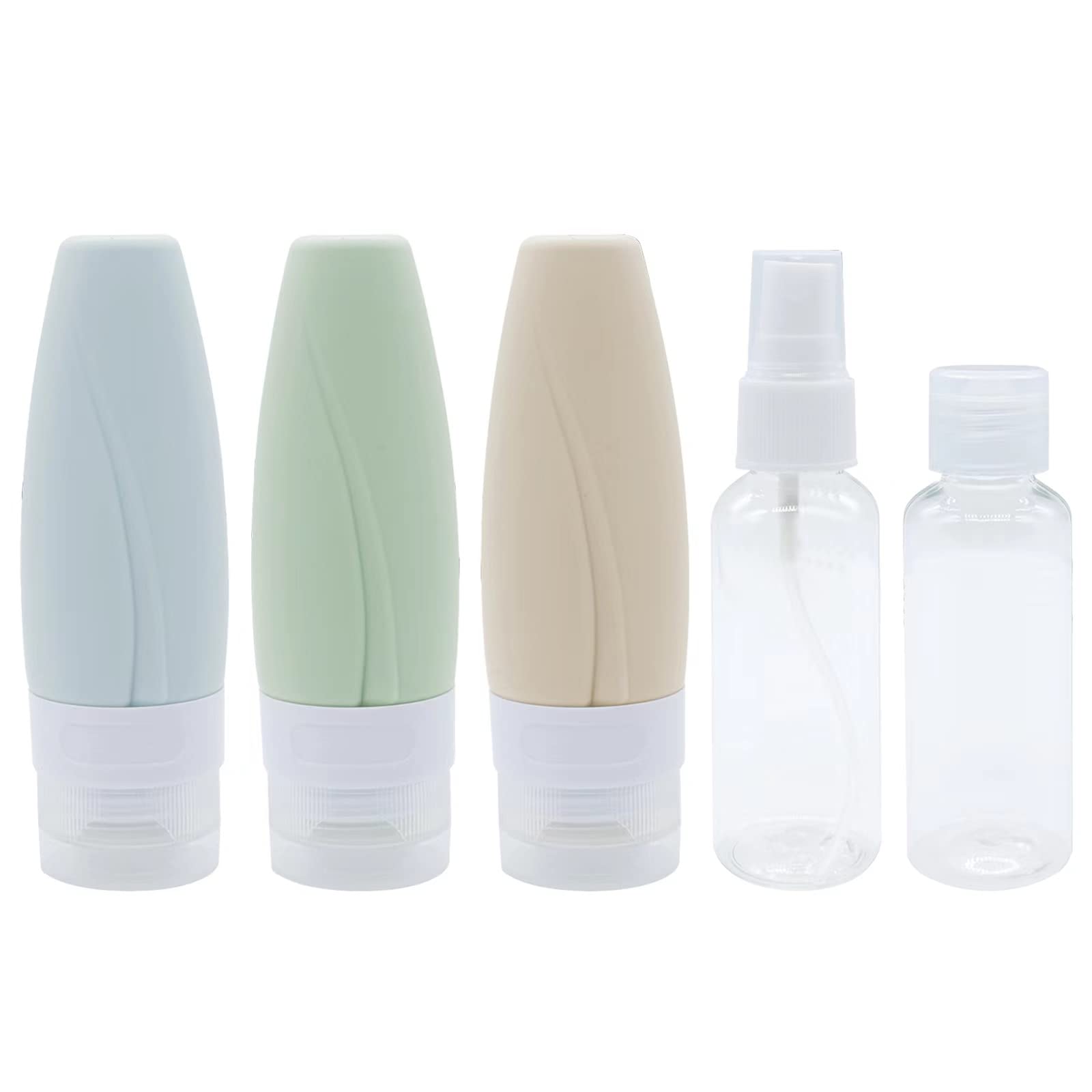 **LUERFUN 5-Piece Travel Bottles Set - Leak Proof Refillable Toiletry Containers for Shampoo, Conditioner & Body Wash | Squeezable Cosmetic Bottles with Travel Bag | Perfect for Air Travel, Gym & Vacation**