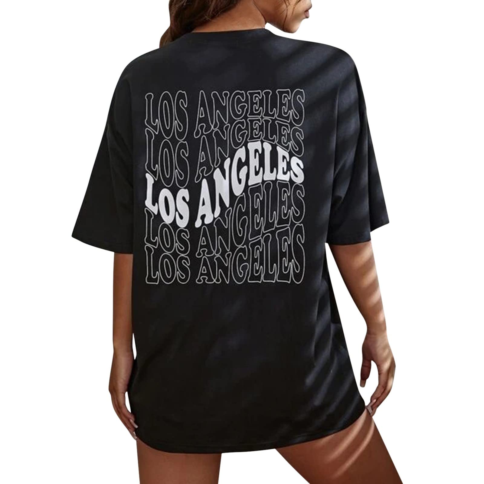 Women's Oversized Letter Print White T-Shirt | Summer Casual Crewneck Half Sleeve Loose Tee | Perfect for Streetwear, Beach Outfits & Everyday Comfort
