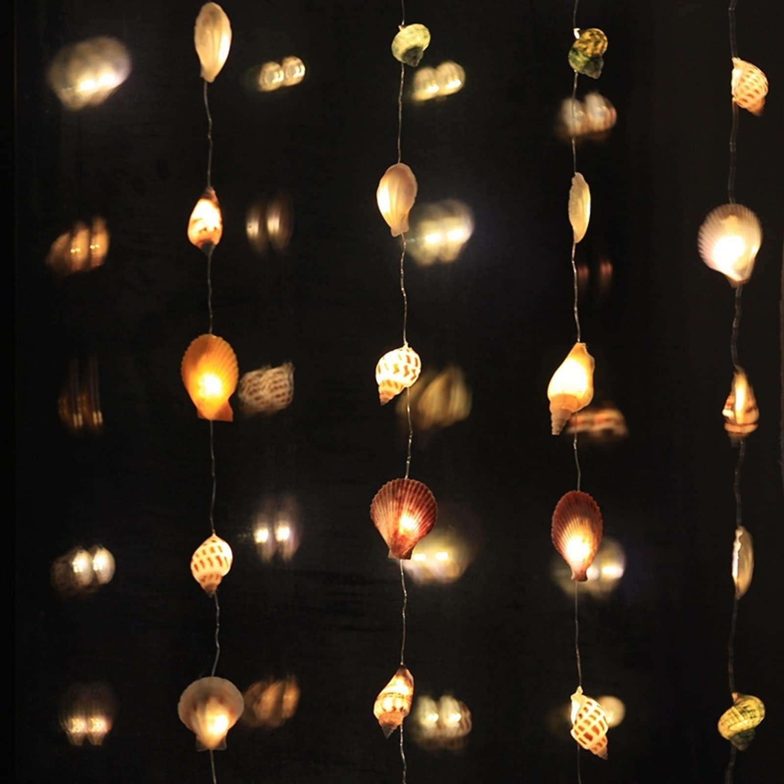 Natural Shell String Lights - LED Nautical Fairy Lights with Remote Control, Beach Themed Decor for Holiday Party, Bedroom, Bathroom, Patio & Outdoor - White Shell Lights for Coastal Wedding, Summer Party & Home Decoration