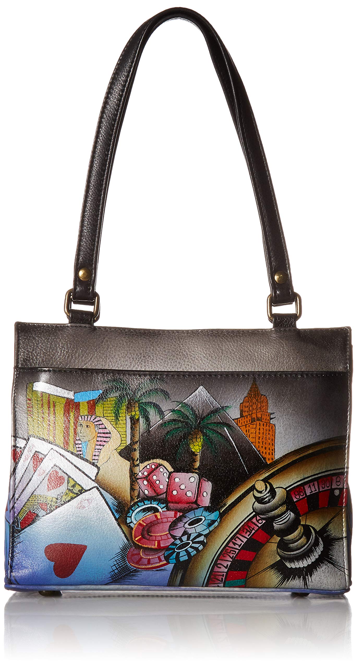 Anna by Anuschka Women's Genuine Leather Large Zip-Top Satchel Handbag - Hand Painted Original Artwork Designer Purse with Zip Closure & Multiple Pockets | Perfect for Work, Travel & Everyday Use