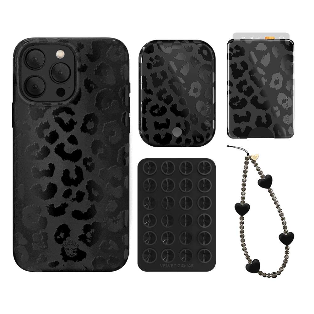 Black Leopard Print iPhone Case with Wallet Holder - Stylish & Functional Phone Accessory for Women & Men | Perfect for Everyday Use, Travel & Shopping