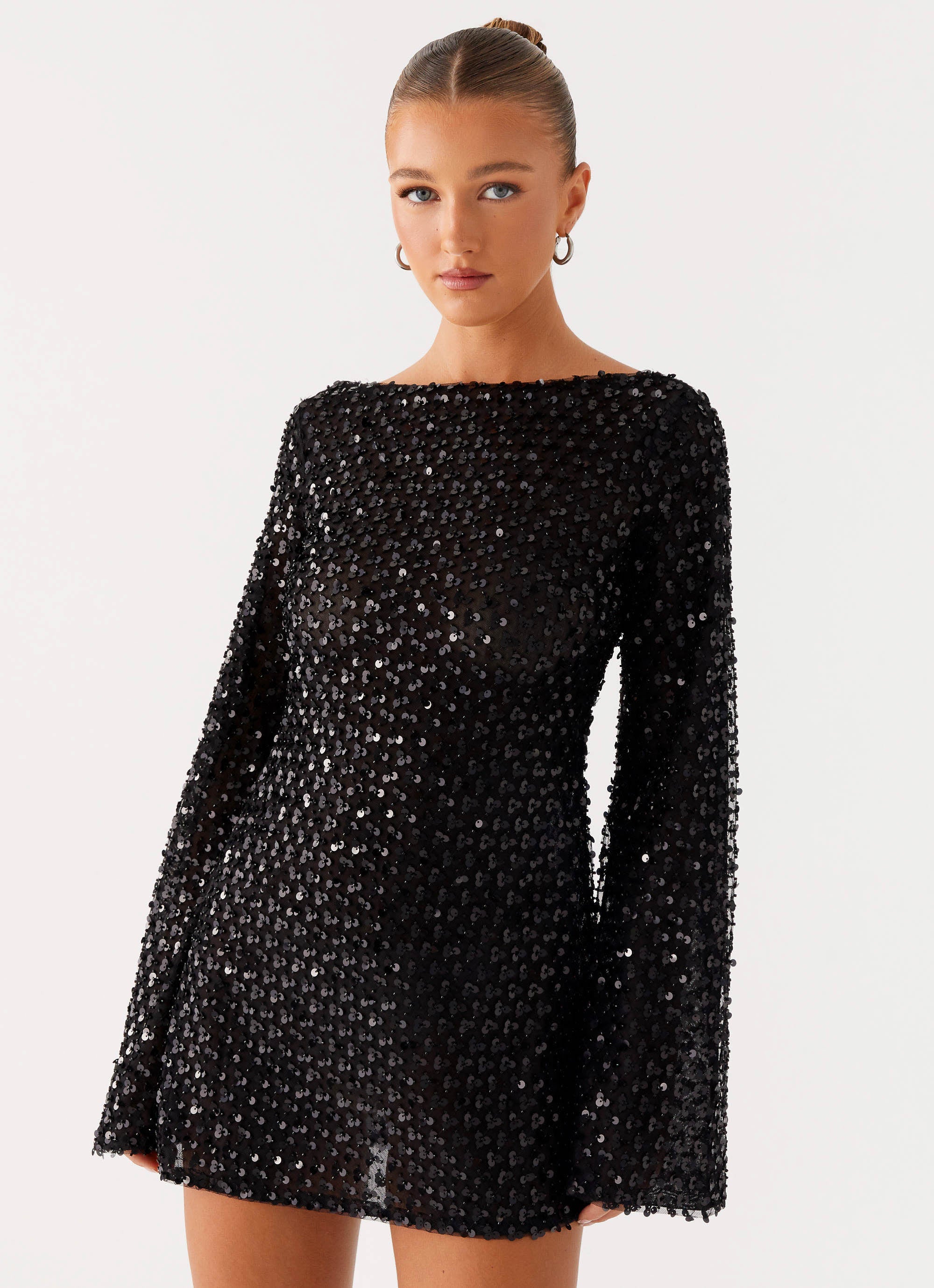 Edessa Sequin Mini Dress - Black | Sparkly Party Dress for Women | Perfect for Night Out, Club, and Special Occasions