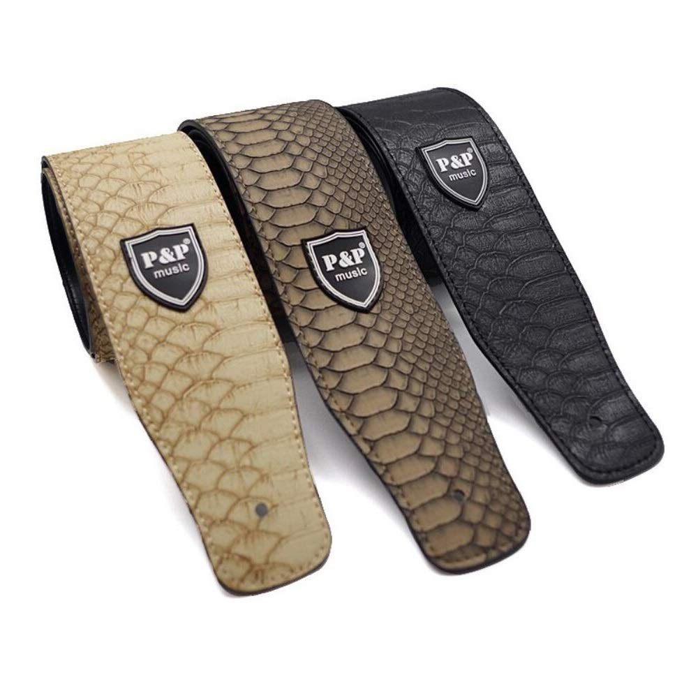 **Personalized Embossed Guitar Strap - Split Connection, Widened & Thickened Design - Durable Electric & Bass Guitar Strap - Folk Guitar Belt - Black Snake Embossed - Perfect for Live Performances & Studio Sessions**