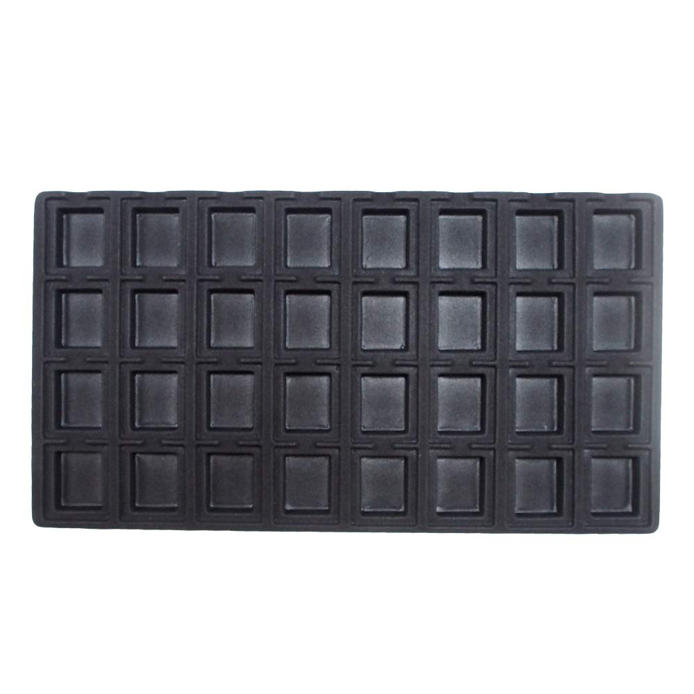 12-Piece Cowhide-Black 32-Slot Flocked Jewelry Tray Inserts - Premium Earring Storage & Display Organizer for Retail Merchandising and Boutique Showcases