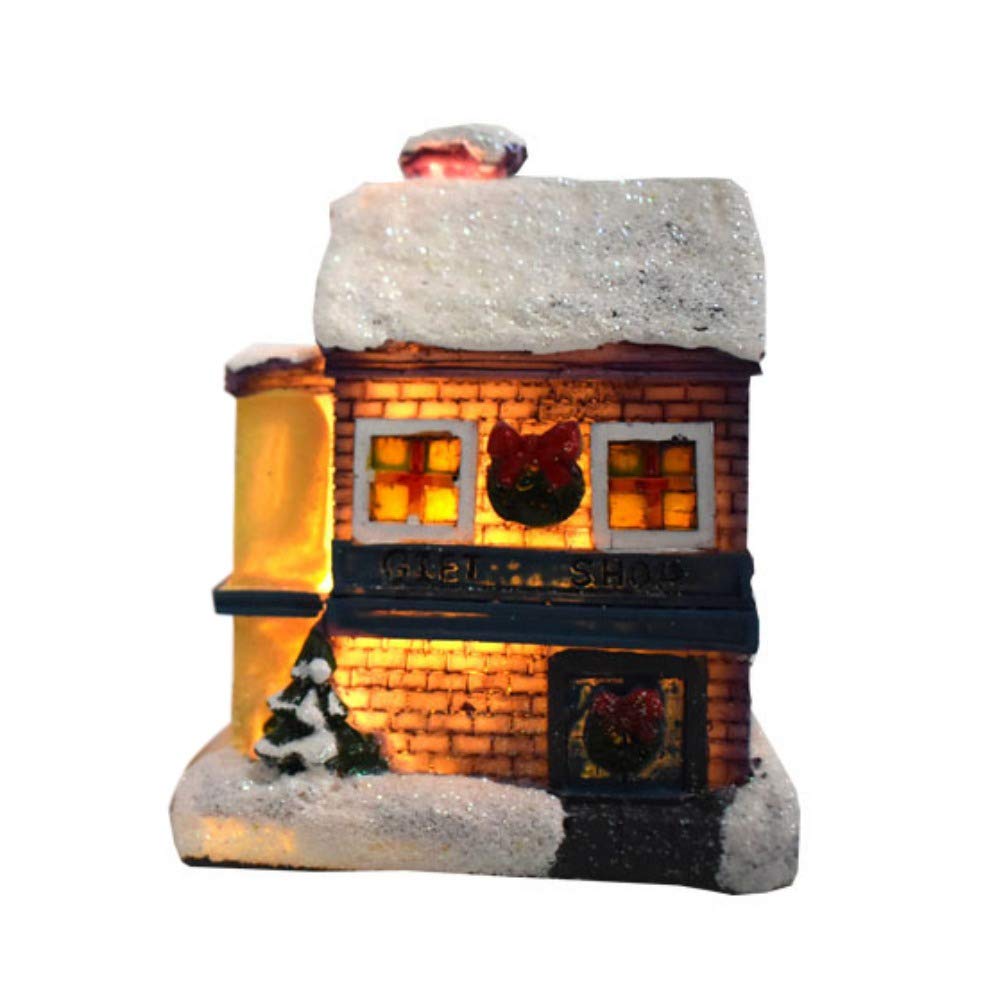 Angmile Christmas Luminous Village Houses - Colorful LED Flashing Resin House Ornaments with Batteries Included | Holiday Home Decor, Tabletop Display & Festive Gift for Xmas, Winter Village Scenes & Mantel Decorations