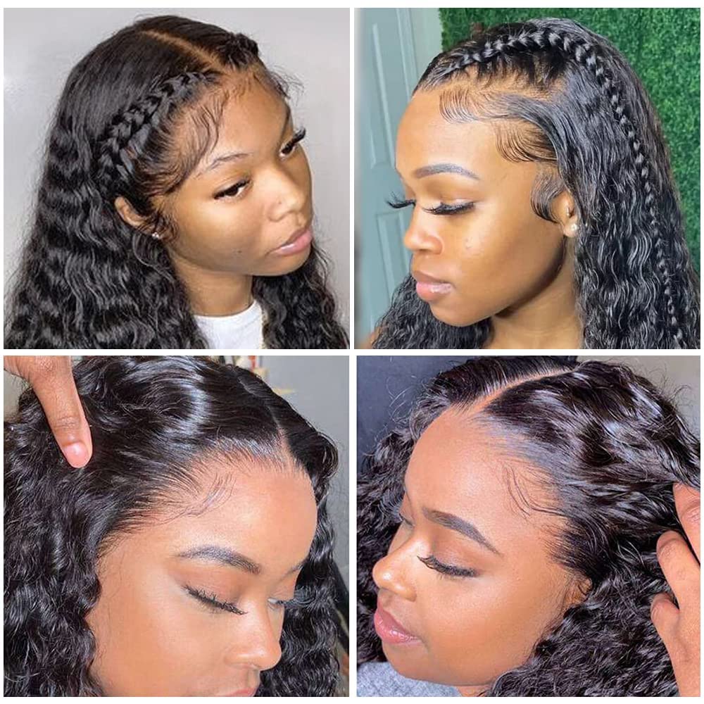 13x6 HD Transparent Lace Front Wigs for Black Women - Mongolian Deep Curly Human Hair Wig with Baby Hair | Glueless Pre-Plucked Deep Wave Frontal Wig (26 Inch) - Perfect for Daily Wear, Parties & Special Occasions