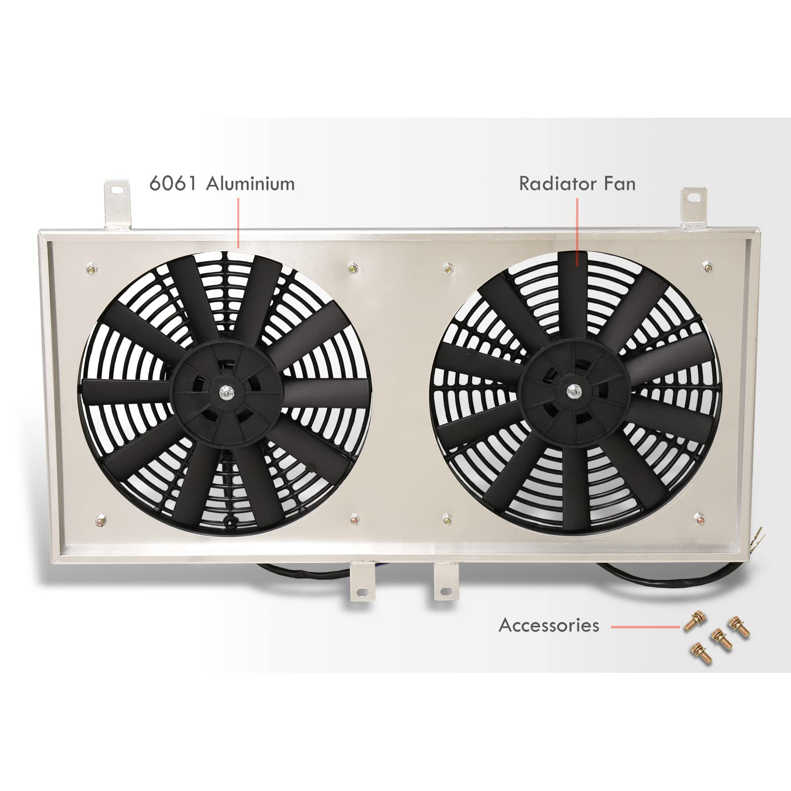 AJP Distributors Aluminum Radiator Fan Shroud Kit with 12