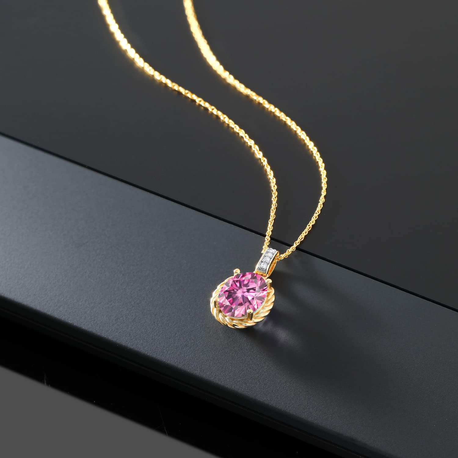 10K Yellow Gold 9X7MM Oval Birthstone & Diamond Pendant Necklace for Women - 18 Inch Gold Chain | Personalized Jewelry Gift for Mom, Wife, Anniversary & Special Occasions