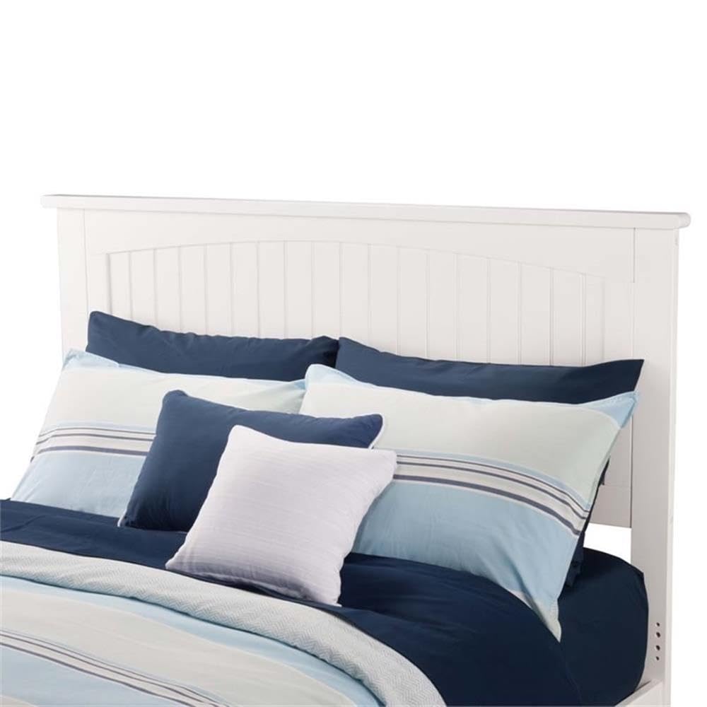 Pemberly Row Modern White Wood Full Panel Headboard with USB Charging Ports - Perfect for Bedroom Upgrade & Contemporary Home Decor