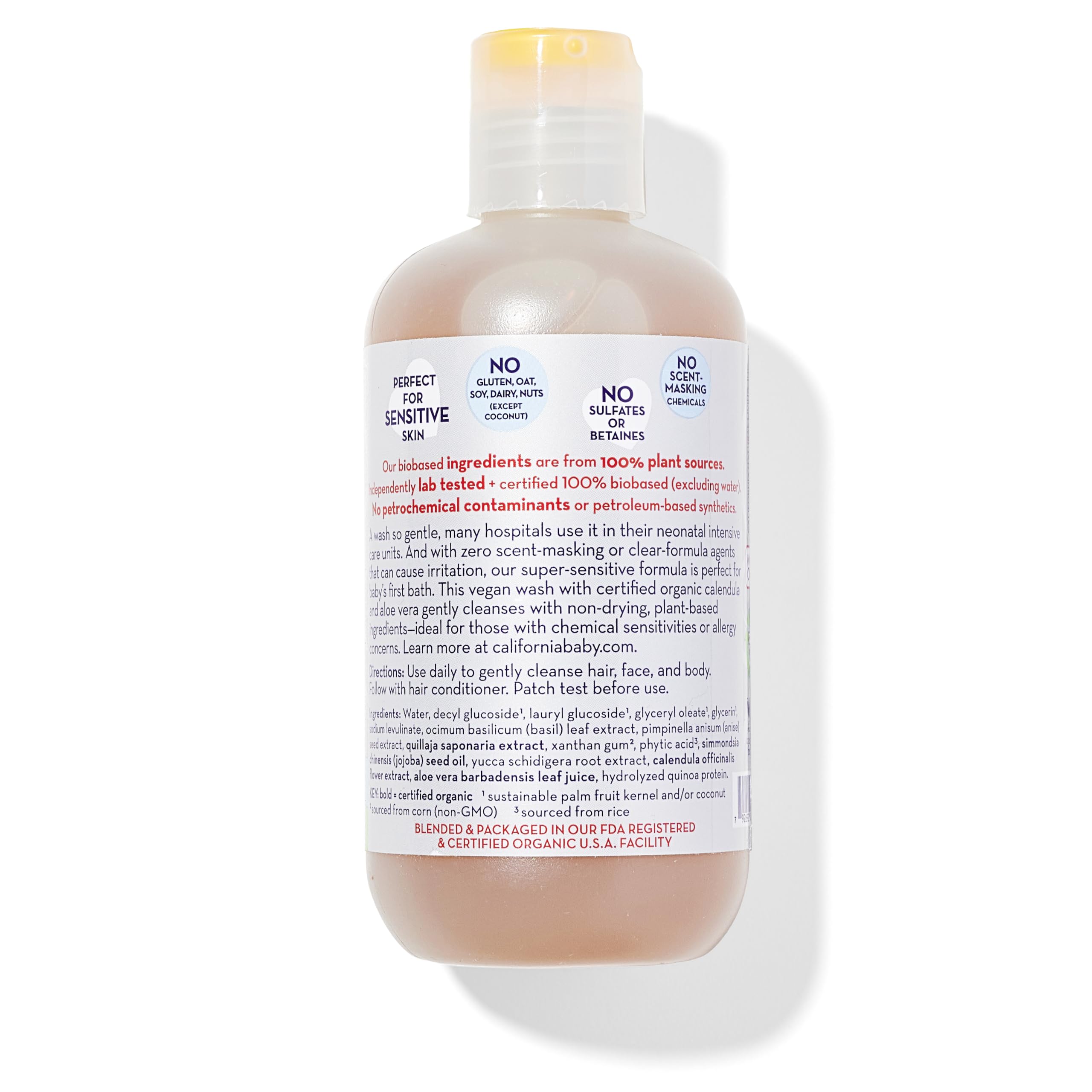 California Baby Super Sensitive Shampoo & Body Wash - 100% Plant-Based, Fragrance Free & Hypoallergenic Baby Wash (8.5 oz) - Gentle Cleanser for Newborns, Eczema & Sensitive Skin - Perfect for Bath Time & Daily Baby Care Routine