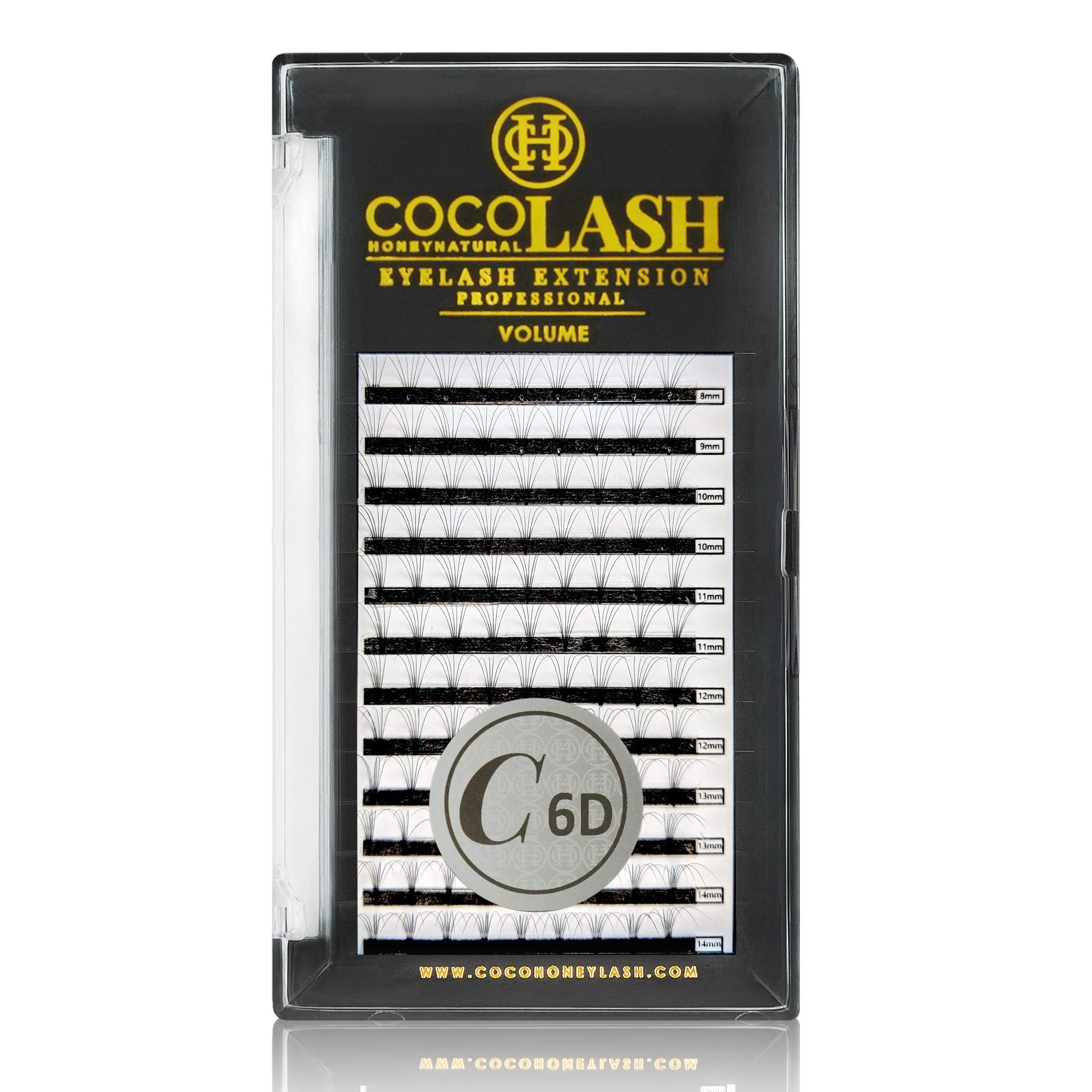 Premium COCO Honey Lash Eyelash Extensions - 6D Volume C Curl (0.07mm) Faux Mink Individual Lashes - 8-14mm Mixed Length Set for Natural & Glamorous Look - Perfect for Weddings, Parties & Daily Wear