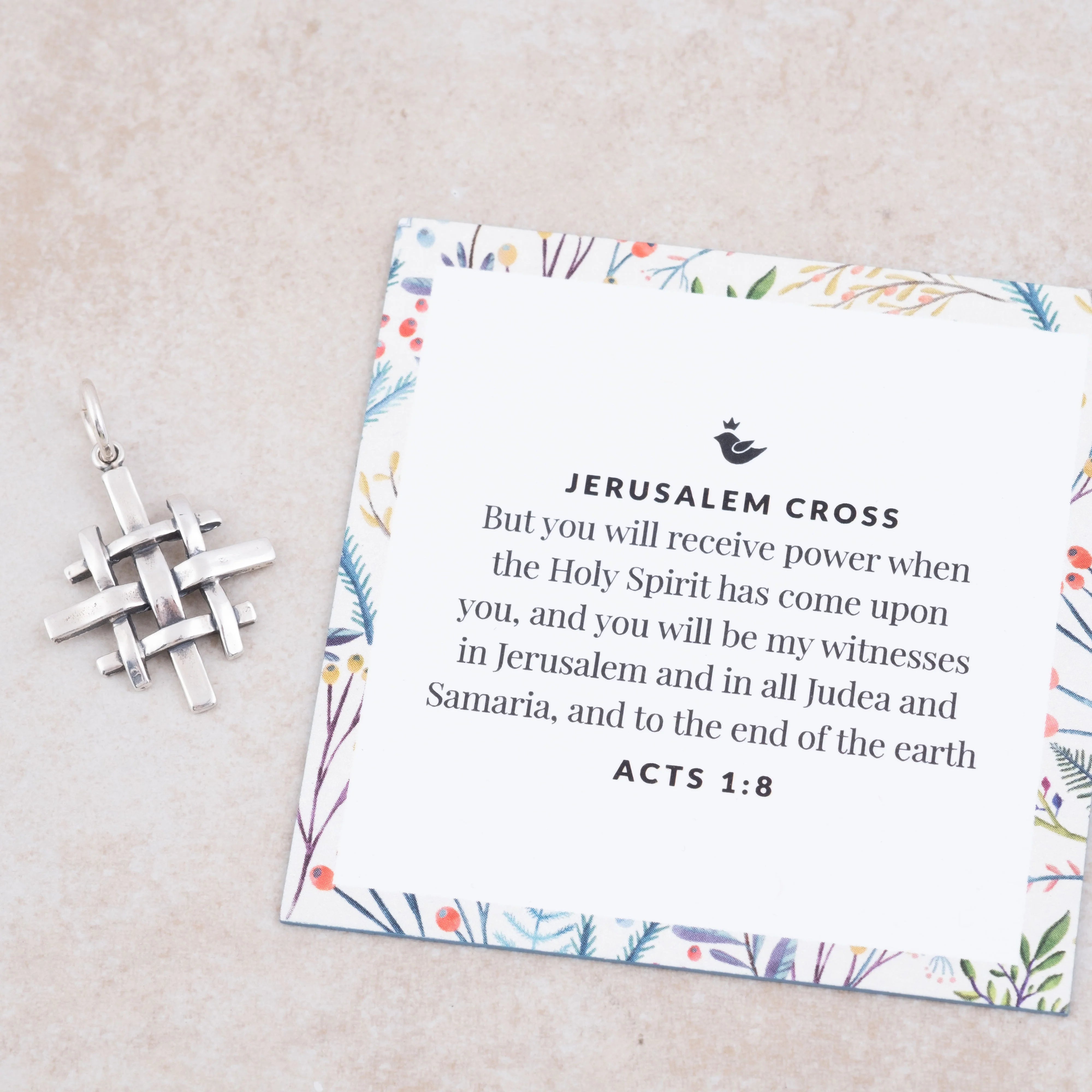 Beautiful Sterling Silver Jerusalem Cross Pendant Necklace with Acts 1:8 Bible Verse - Perfect for Religious Gifts, Baptism, Confirmation & Daily Faith Jewelry