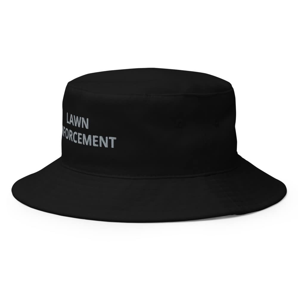 Lawn Enforcement Bucket Hat - Embroidered Gardening & Lawn Mowing Hat for Outdoor Activities - Perfect for Yard Work, Hiking & Sun Protection