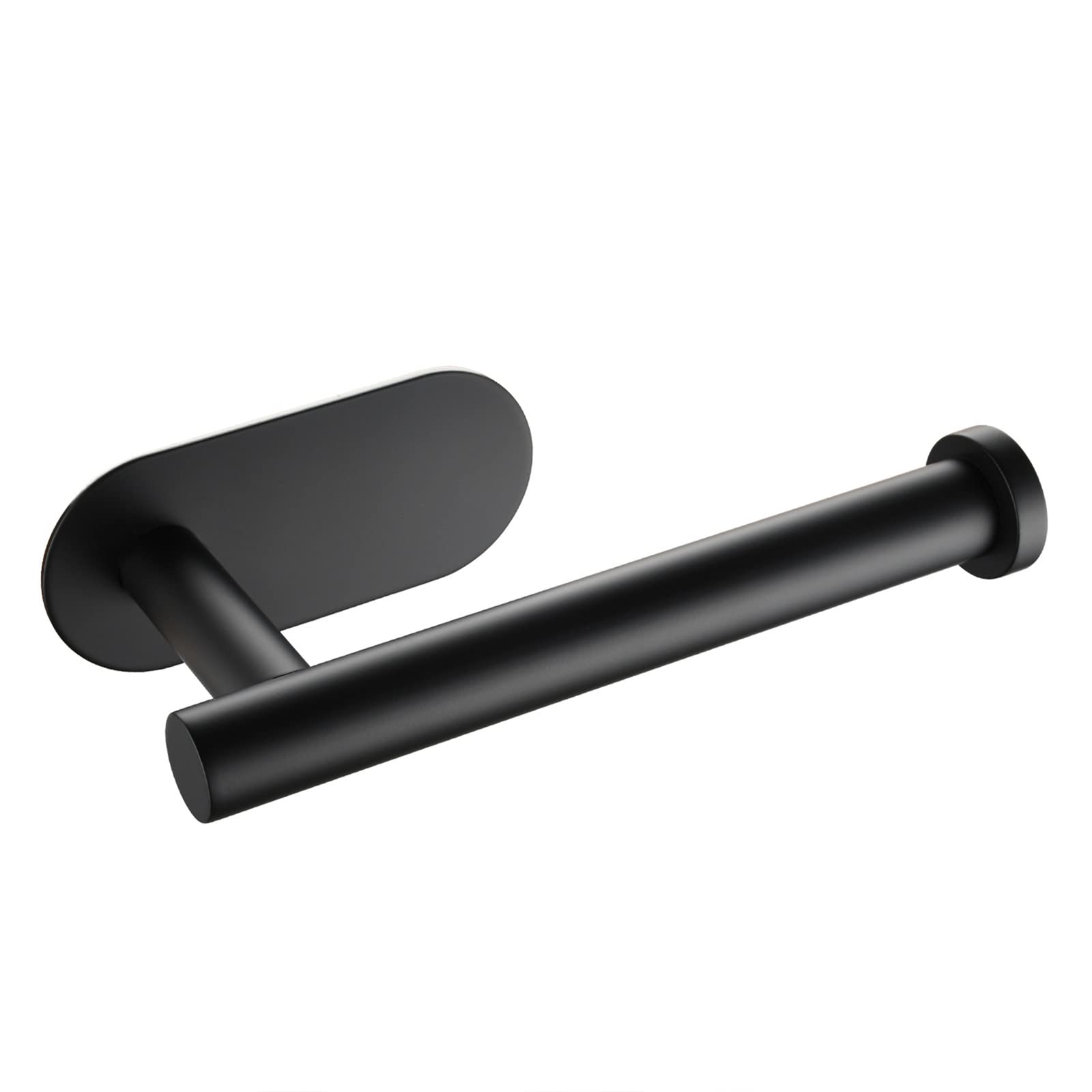 ERRTT Stainless Steel Toilet Paper Holder - Adhesive Wall Mount Bathroom Tissue Roll Holder - Rustproof & Durable for Bathroom, Toilet & RV - Black (Perfect for Small Spaces & Modern Home Decor)