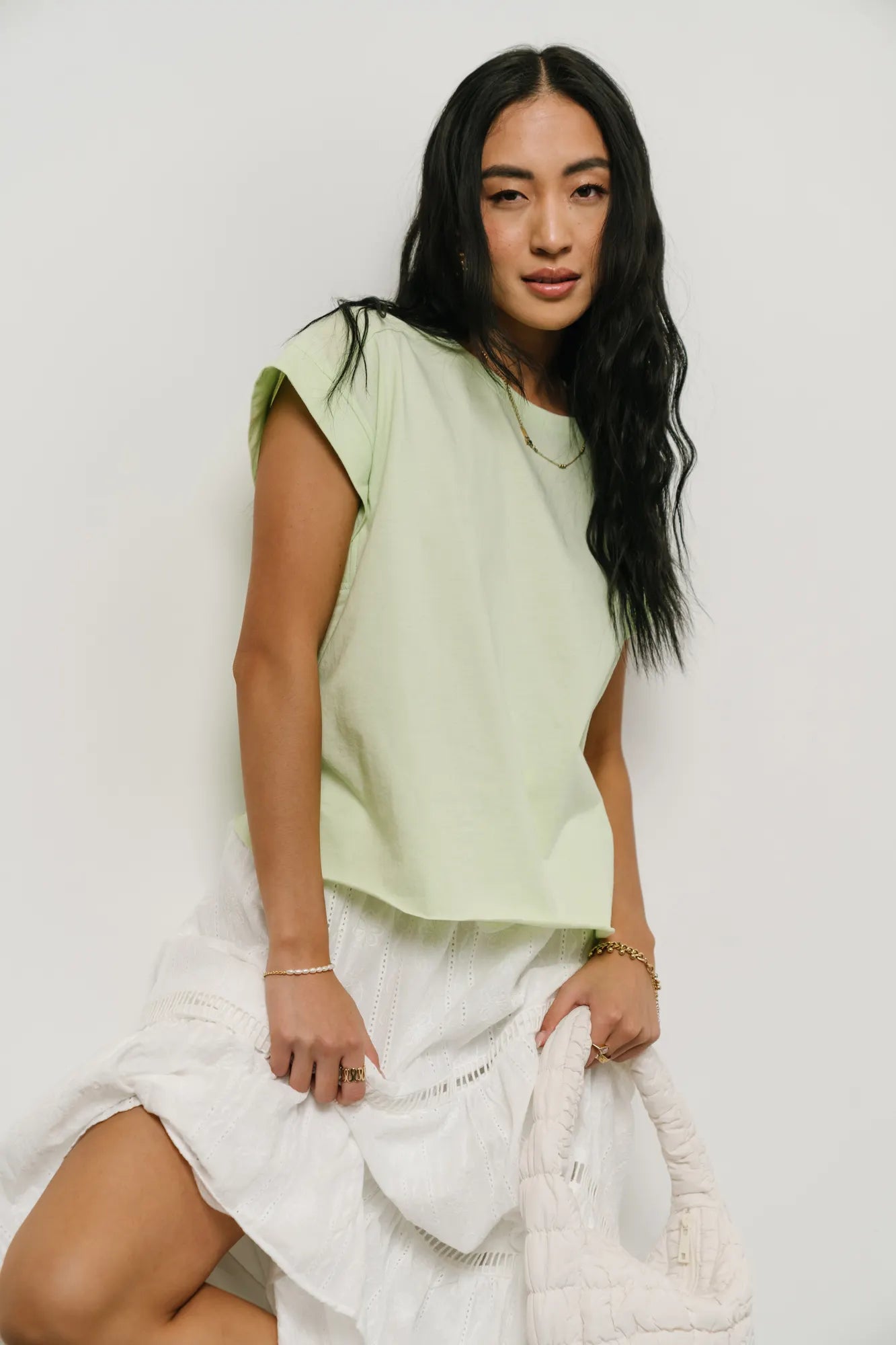 Layla Women's Muscle Tee in Lime Green - Soft Stretchy Workout Tank Top for Gym, Yoga & Running - FINAL SALE