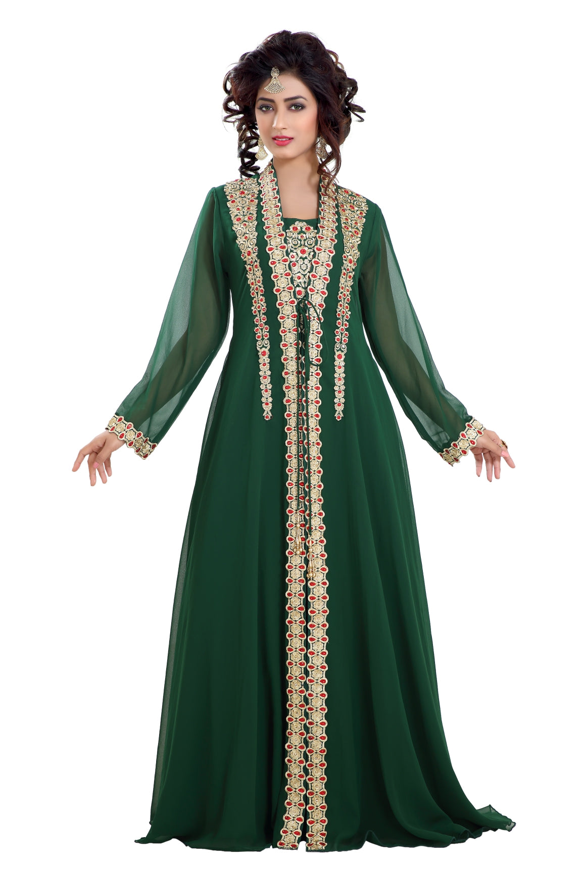 Elegant Designer Maxi Dress Robe Jalabiya – Flowy Long Abaya for Women | Perfect for Eid, Wedding & Special Occasions