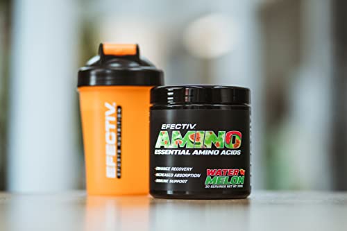 Efectiv Nutrition Amino 300g - Watermelon Flavor BCAA Powder for Muscle Recovery & Workout Energy | Pre & Post Workout Supplement for Athletes & Fitness Enthusiasts