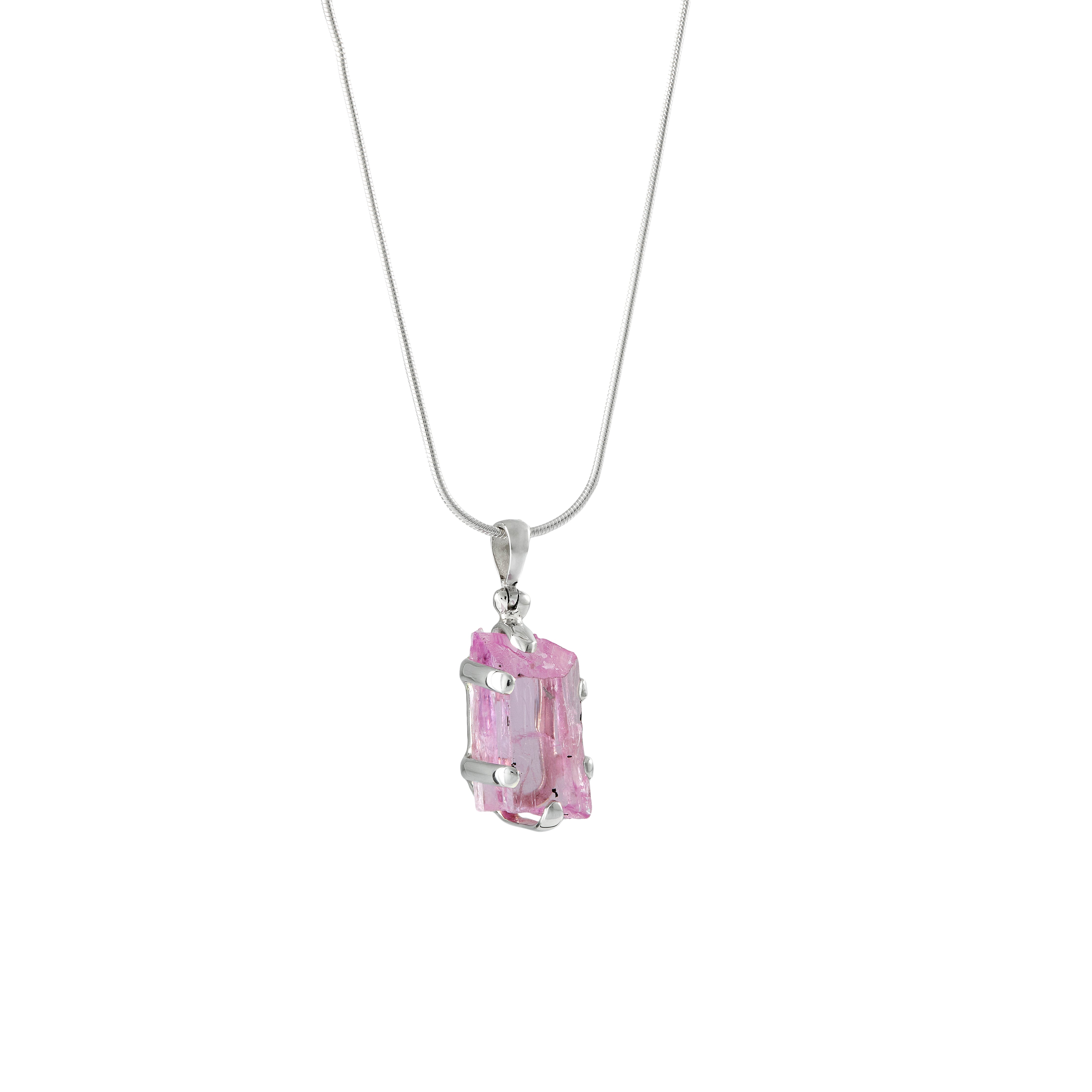 Natural Kunzite Crystal Pendant Necklace - Healing Stone Jewelry for Women, Spiritual & Emotional Balance | Perfect for Meditation, Yoga & Energy Work