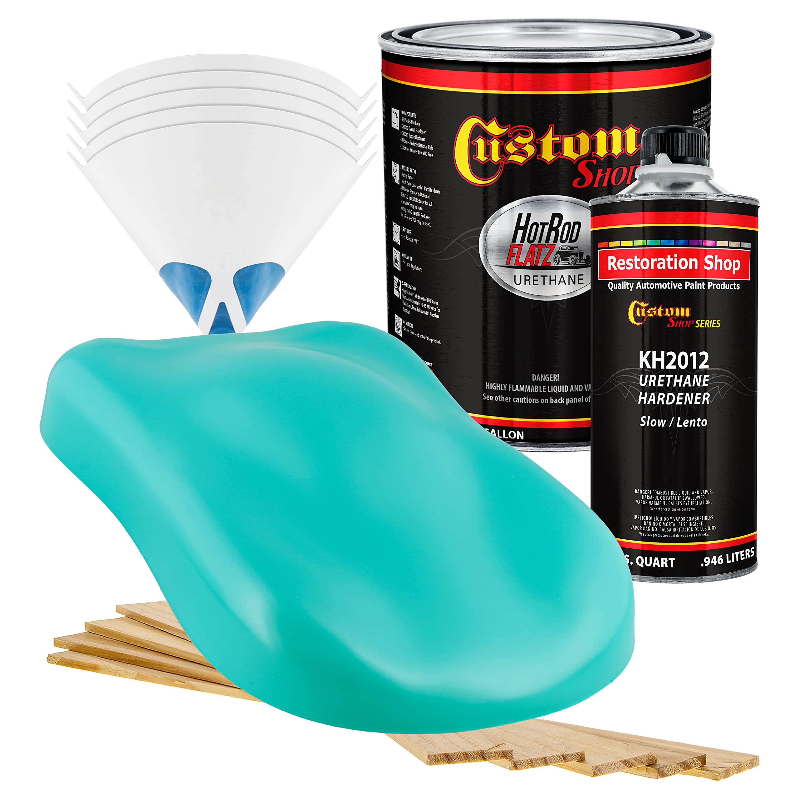 Custom Shop Tropical Turquoise Hot Rod Flatz Flat Matte Satin Urethane Auto Paint - Complete Gallon Paint Kit (4:1 Mix Ratio) - Professional Low Sheen Automotive Coating for Cars & Trucks - Ideal for Custom Paint Jobs, Hot Rod Restoration & DIY Vehicle Projects