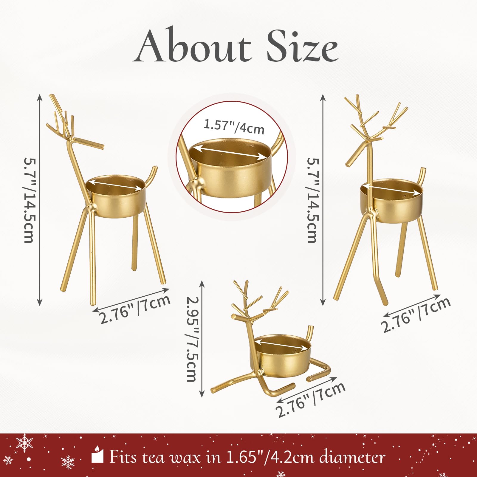 6Pcs Gold Reindeer Christmas Tealight Candle Holders - Elegant Holiday Decor for Windows, Tables & Mantels | Perfect for Christmas Parties, Home Decor & Festive Centerpieces