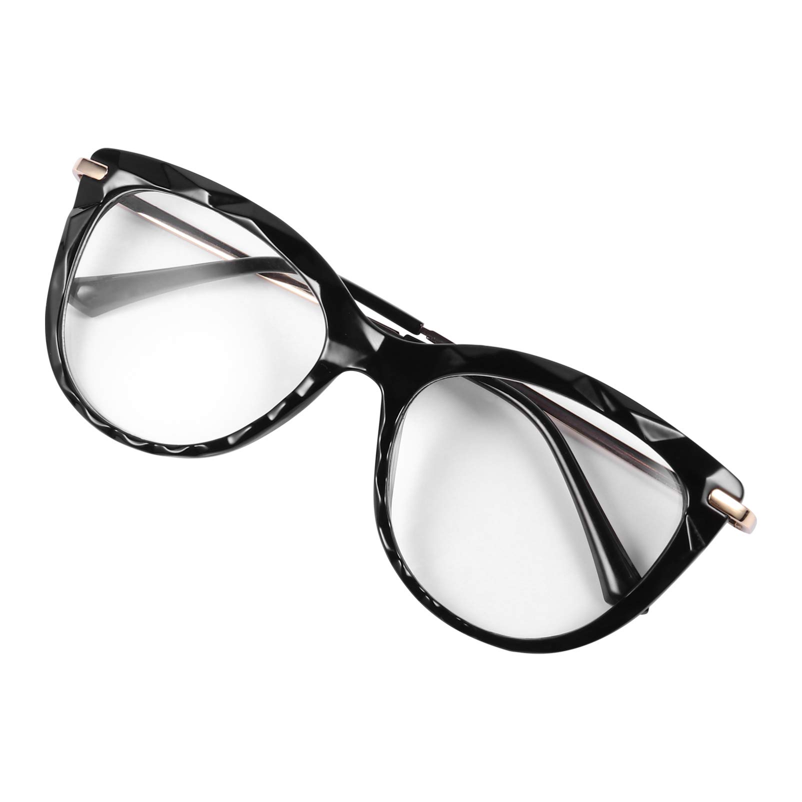 PRETYZOOM Blue Light Blocking Glasses - Cat Eye Style with Mirrored Flat Lenses for Women & Men - Anti Eyestrain Computer Glasses for Office Work, Gaming & Screen Time