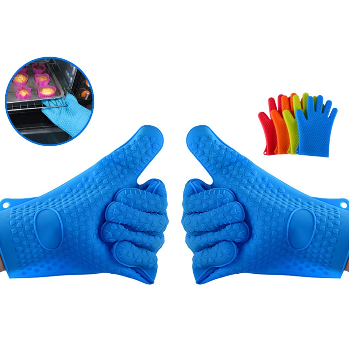 DEALPEAK Heat Resistant Silicone Oven Gloves - 1PC Kitchen Mitts for Cooking, Grilling, Baking & BBQ - Perfect for Oven, Grill & Pot Handling (Orange) - Ideal for Home Kitchen & Outdoor Cooking