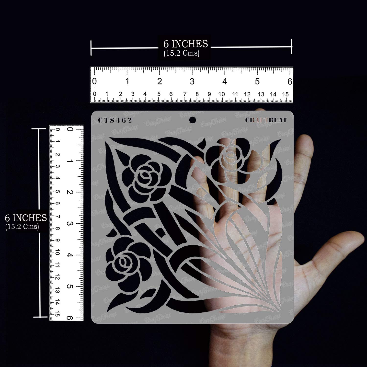 CrafTreat Reusable Vine Flower Stencils for Painting on Wood, Canvas, Paper, Fabric & Wall - 6x6 Inch Stained Glass Flowers & Vine Stencils - DIY Art & Craft Supplies for Glass, Home Decor & Scrapbooking Projects